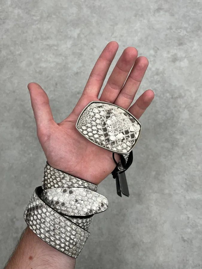 Roberto Cavalli Roberto Cavalli Beige Python Leather Avant-Garde Belt Size ONE SIZE - 2 Thumbnail