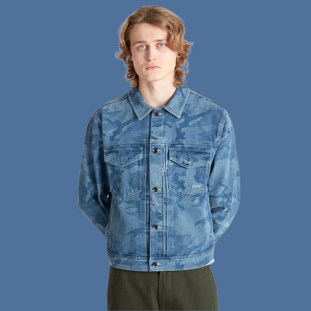 Vans Brand New Mens Vans Camo Denim Trucker Jacket Stonewash Medium Size US M / EU 48-50 / 2 - 1 Thumbnail