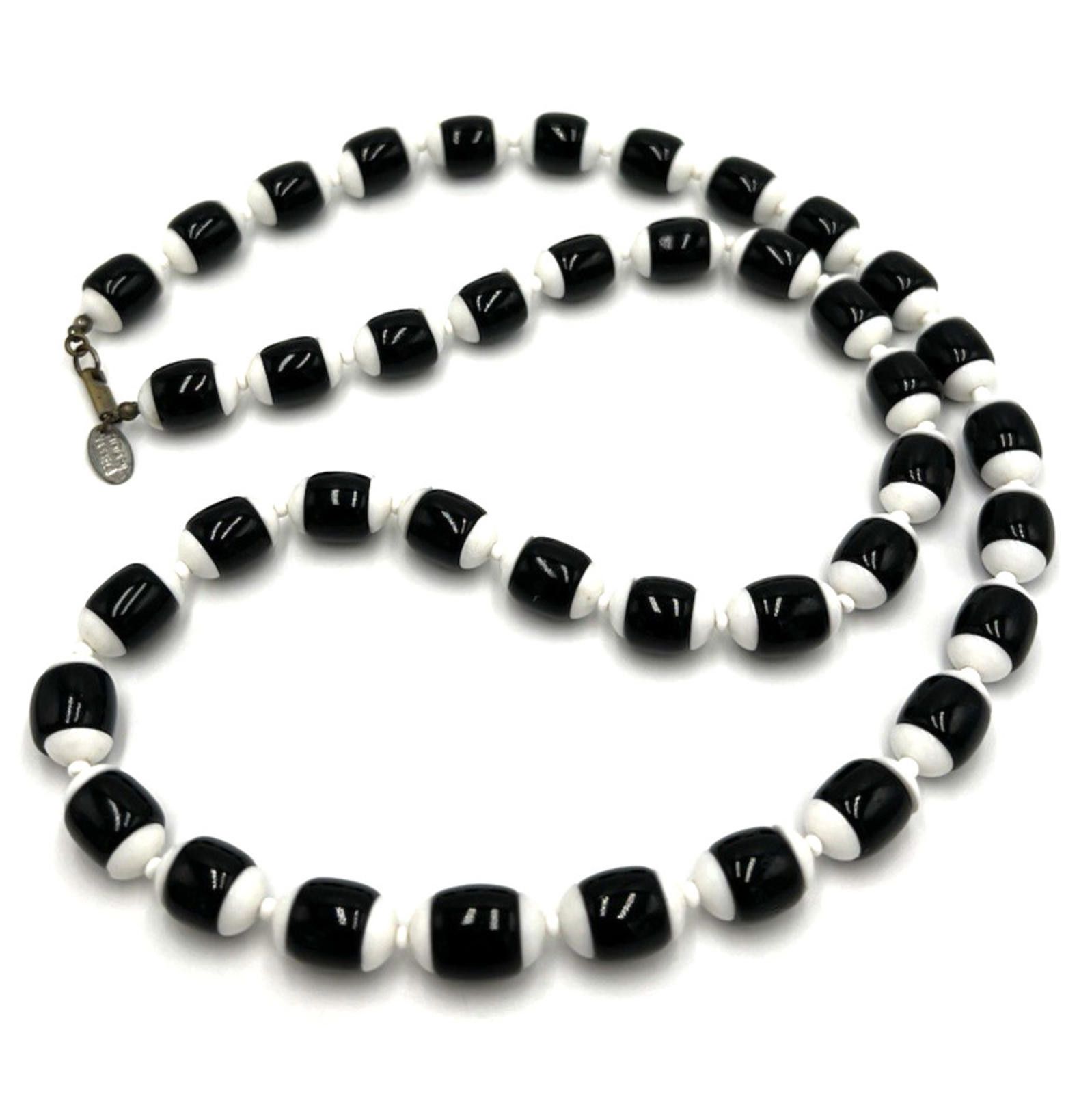 Other Miriam Haskell White Black Milk Glass Bead Necklace Size ONE SIZE - 1 Thumbnail