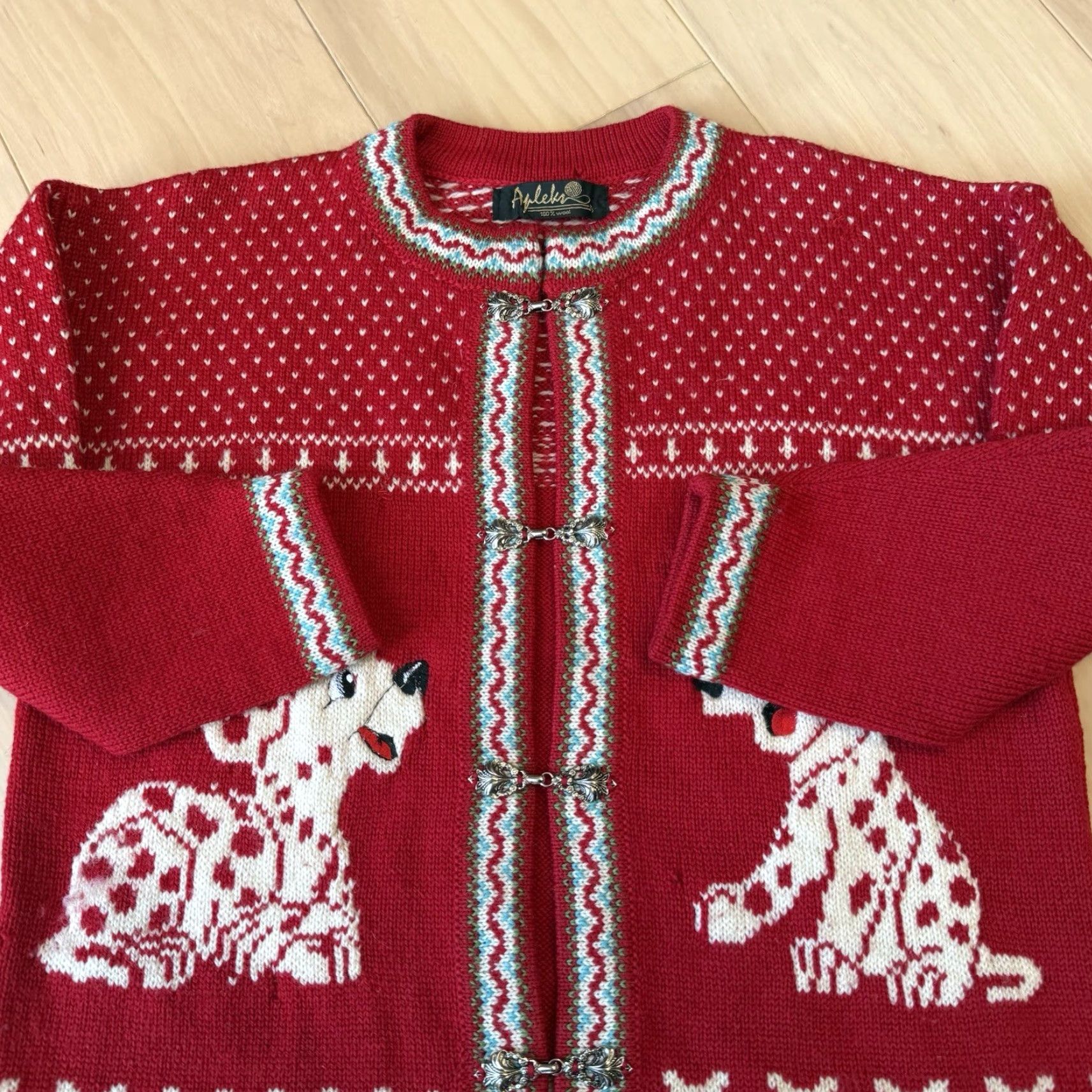 Vintage VINTAGE Dalmatians Cardigan Women's Small Red Wool Nordic Sweater Glam Boho Shirt Size S / US 4 / IT 40 - 6 Thumbnail