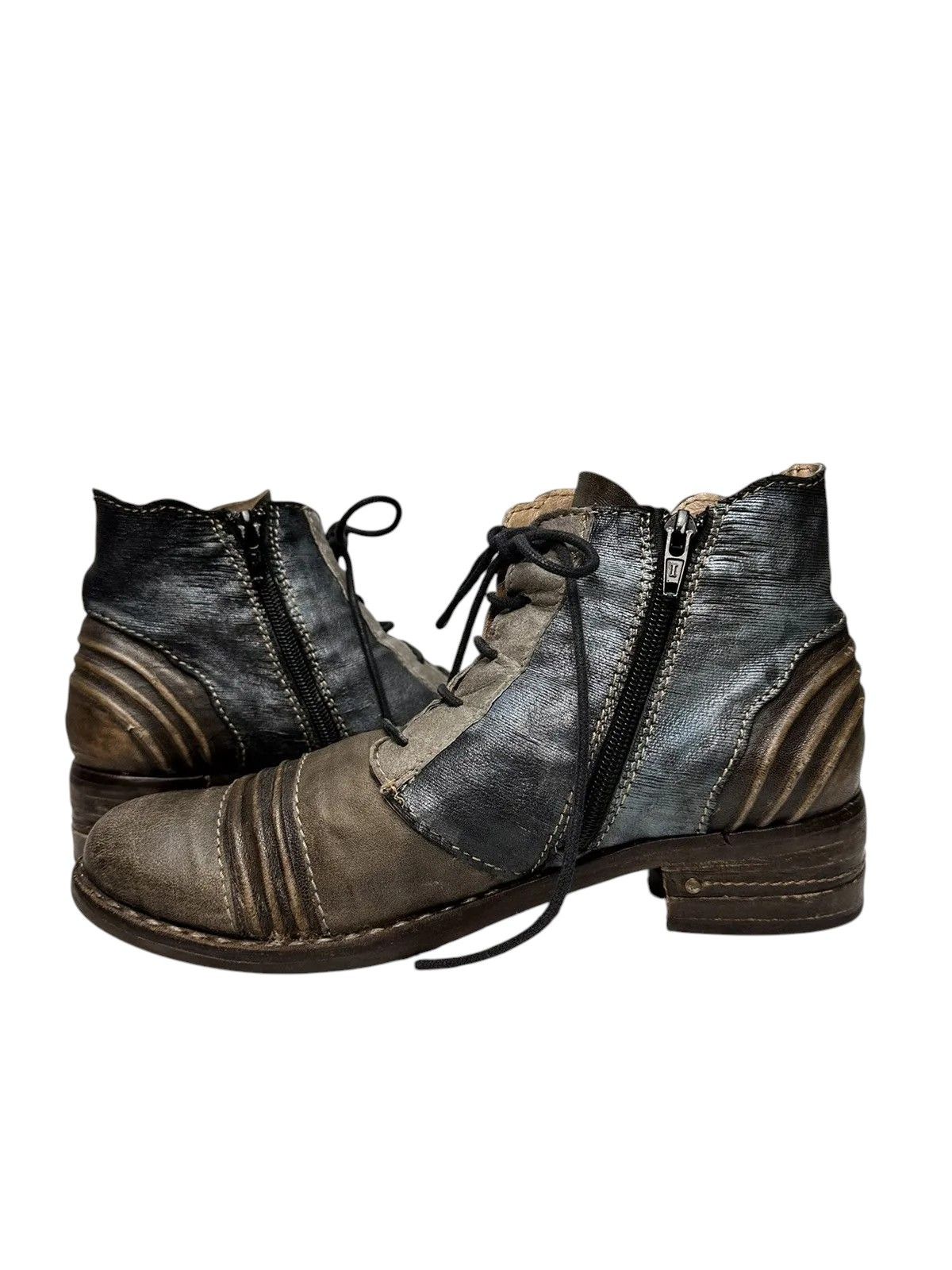 Leather Vintage Metal Zip Italy Leather Mens Boots AS 98 Style Size US 9 / IT 39 - 7 Thumbnail