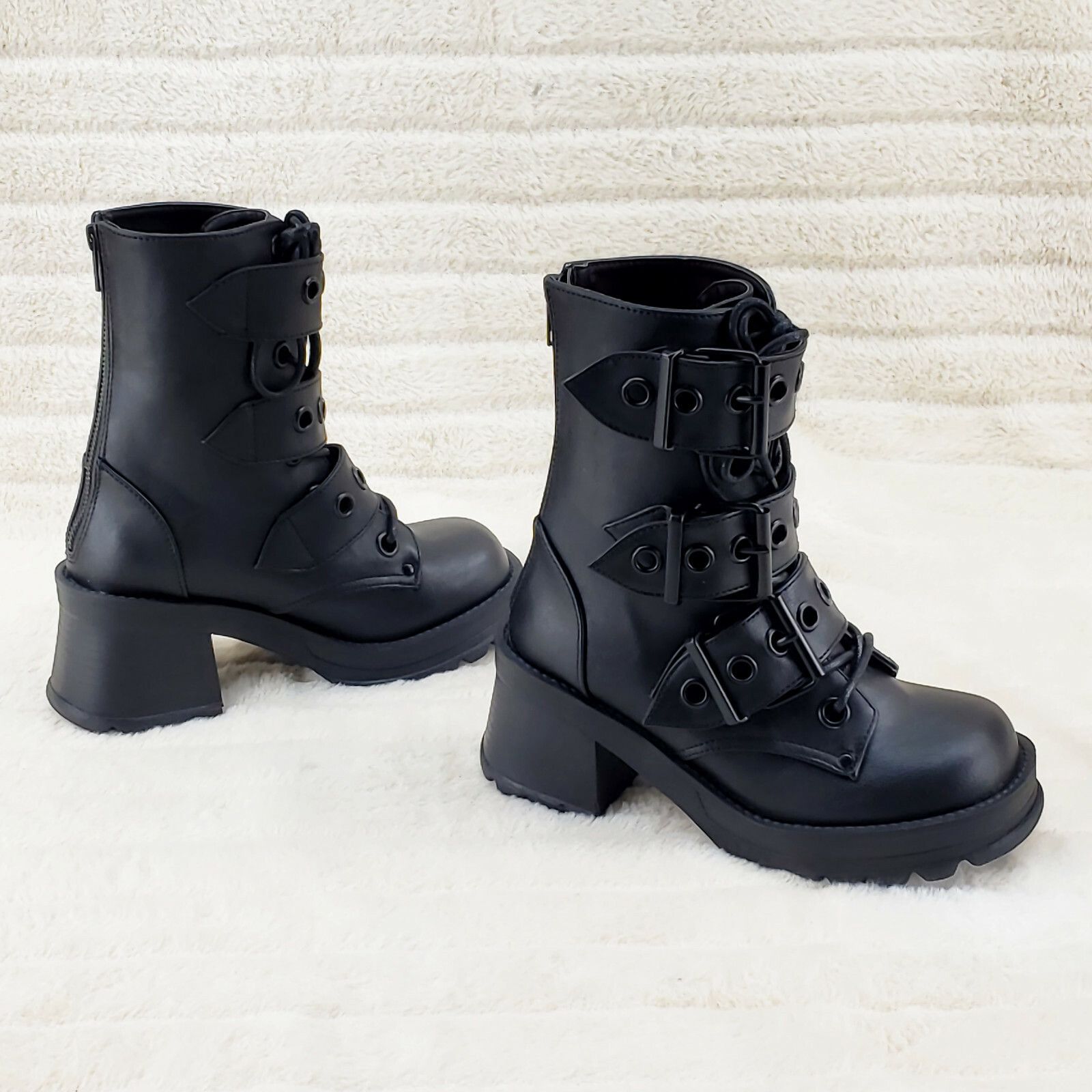 Demonia Cult DEMONIA Bratty 118 Buckle Strap Biker Goth Punk Lace Up Ankl Size US 8 / IT 38 - 5 Thumbnail