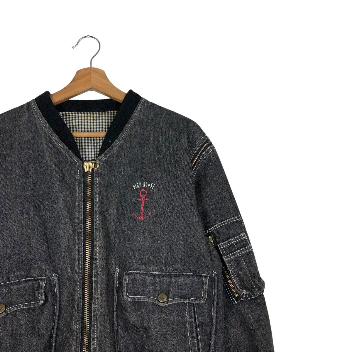 Japanese Brand 🔥VINTAGE DENIM BOMBER JACKET PINK HOUSE ISSEY MIYAKE Size US M / EU 48-50 / 2 - 8 Thumbnail