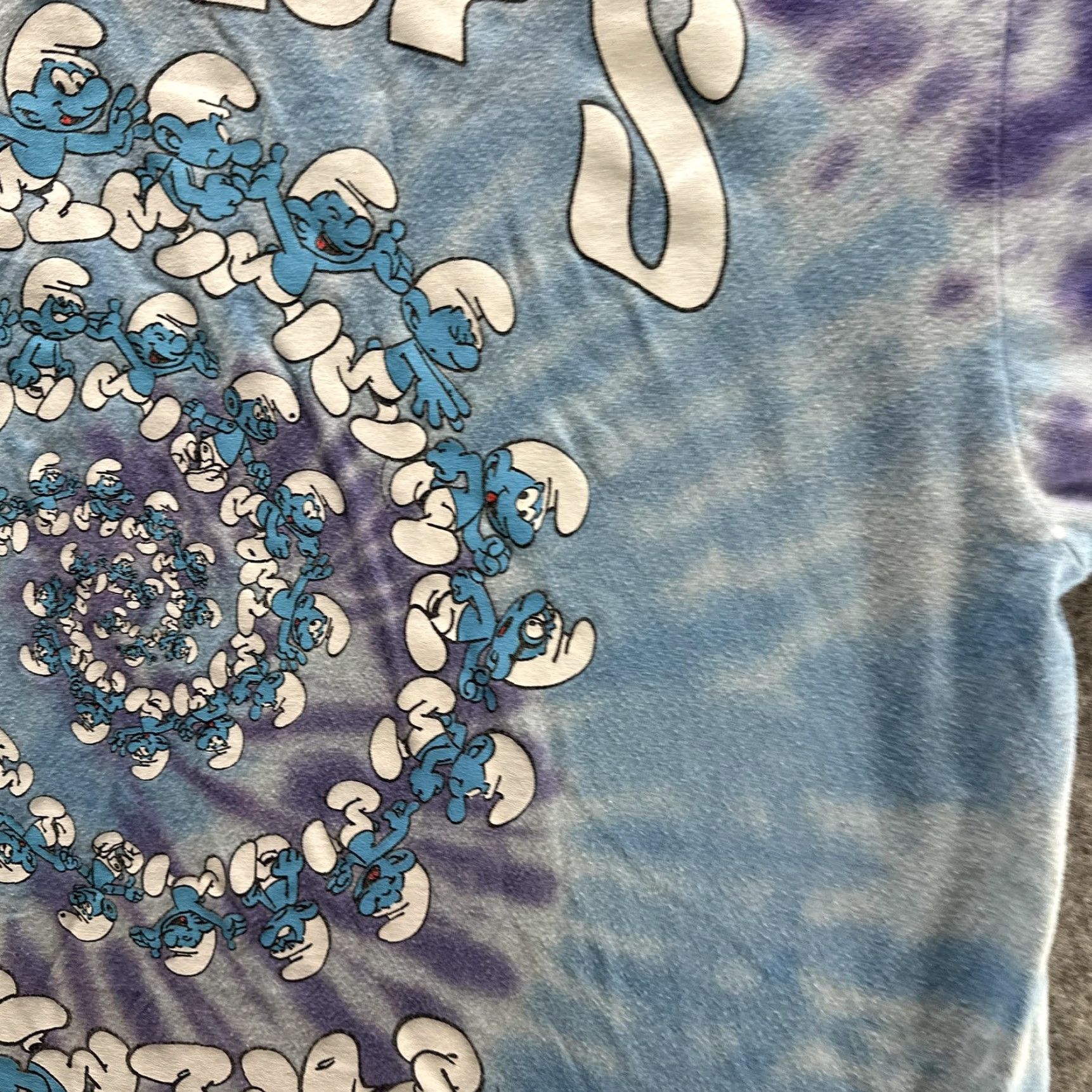 Vintage Smurfs Shirt Mens Medium Blue Purple Tie Dye Spiral Graphic Cartoon Tee Size US M / EU 48-50 / 2 - 7 Thumbnail