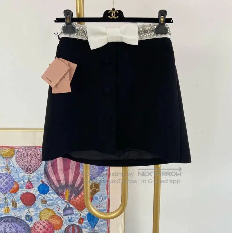 Miu Miu Miu Miu A-Line Skirt in Black Acetate . Size 29" - 1 Thumbnail