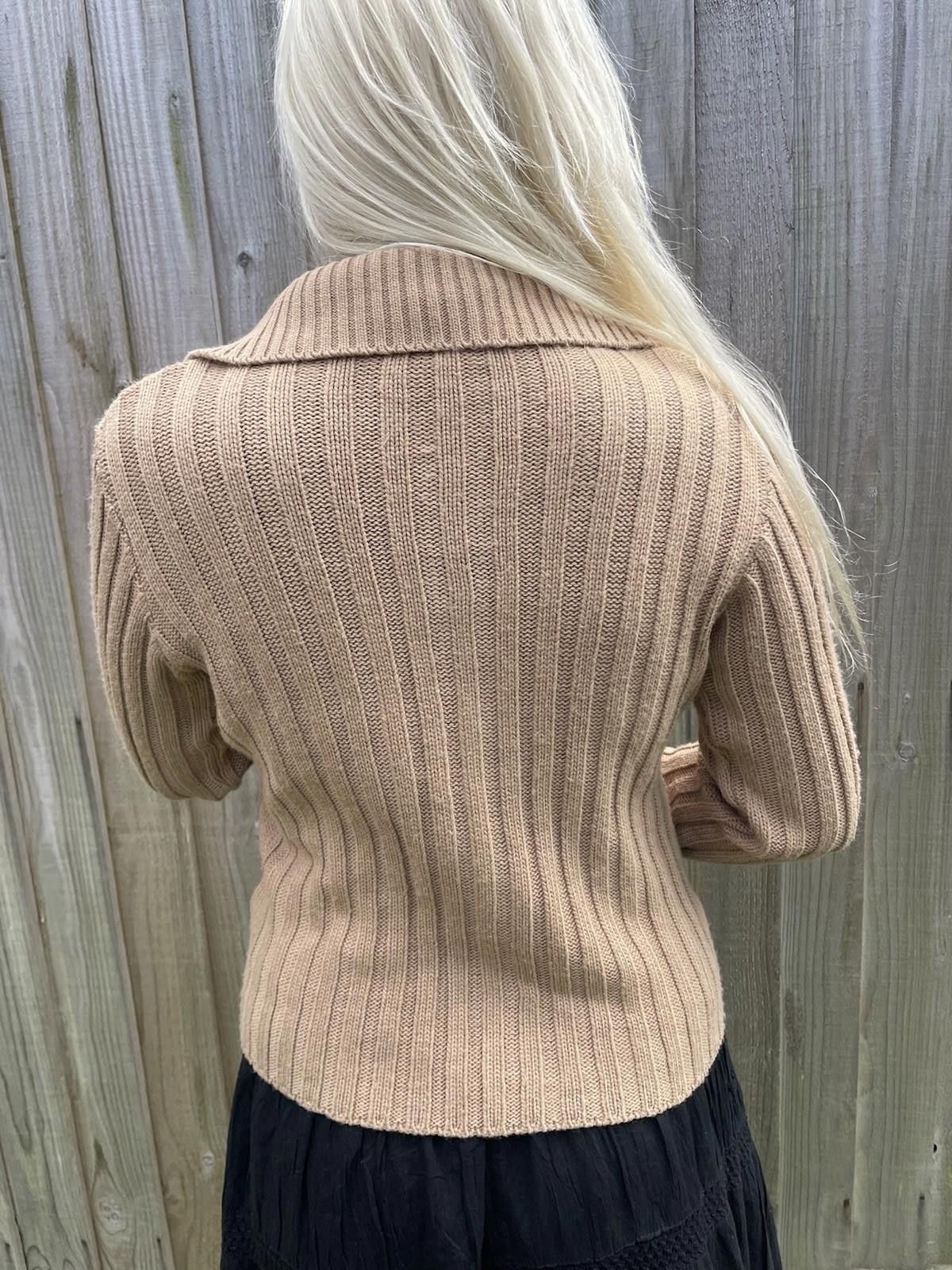 Designer Vintage 90s Prada Ribbed Collared Wool Zip Up Jacket Size M / US 6-8 / IT 42-44 - 6 Thumbnail