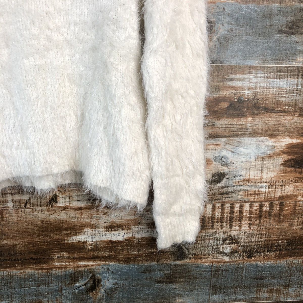 Homespun Knitwear × Japanese Brand DLL Colza White mohair shaggy fur Knitwear #C228 Size S / US 4 / IT 40 - 17 Thumbnail