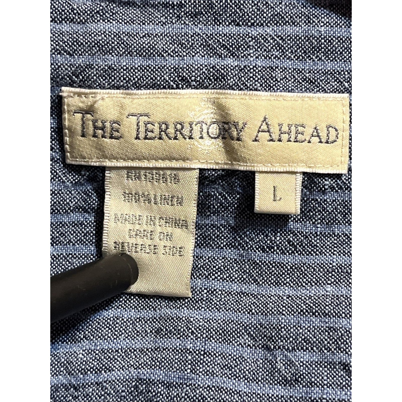 Other The Territory Ahead Shirt Striped Mens L 100% Linen Blue LS Size US L / EU 52-54 / 3 - 3 Thumbnail