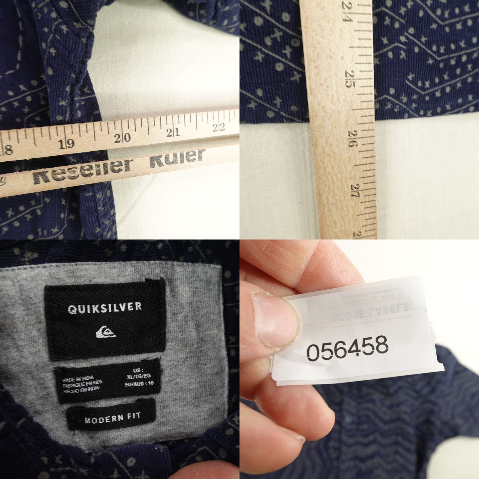 Quiksilver VINTAGE Quiksilver Shirt Men XL Cotton Corduroy Short Sleeve Button Up Casual Beach Surf Geometric Size US XL / EU 56 / 4 - 8 Thumbnail