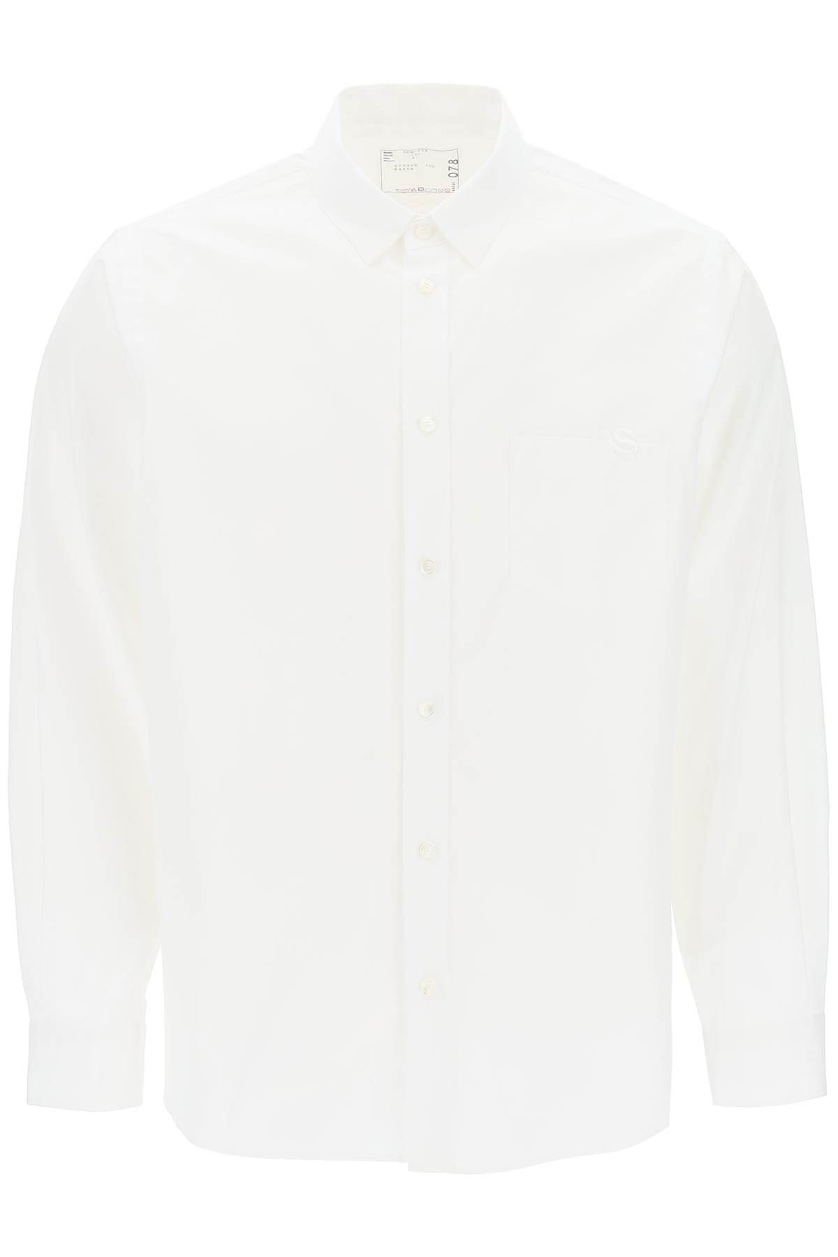 image of Sacai Thomas Mason Cotton Poplin Shirt in Bianco, Men's (Size XL)