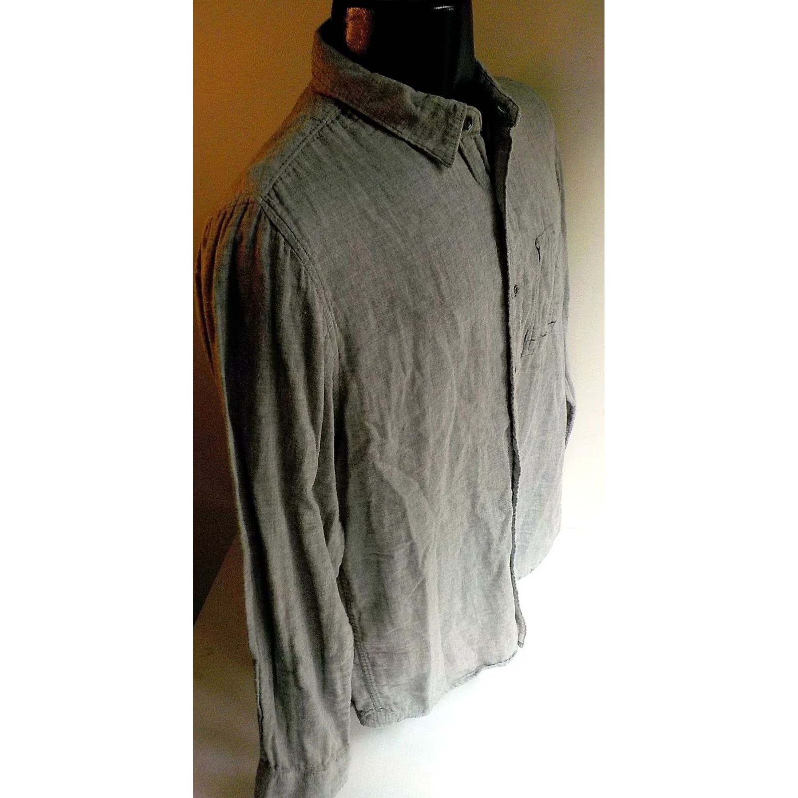 Penn PENNY STOCK The Union Penny LS Button Front Shirt Gray Large 100% Cotton Men Button-Up Shirt Mens Size US L / EU 52-54 / 3 - 3 Thumbnail