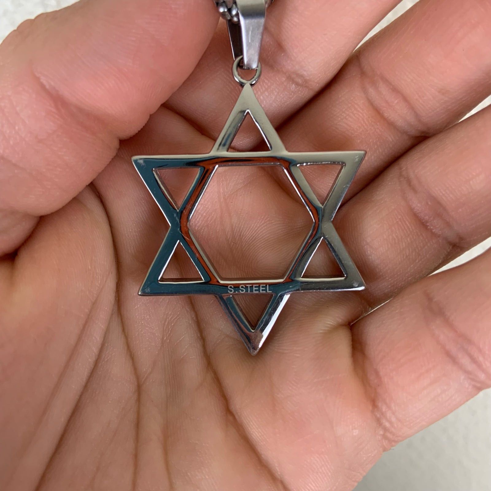 Unknown London Mens Stainless Steel Star Of David Pendant Size ONE SIZE - 4 Thumbnail
