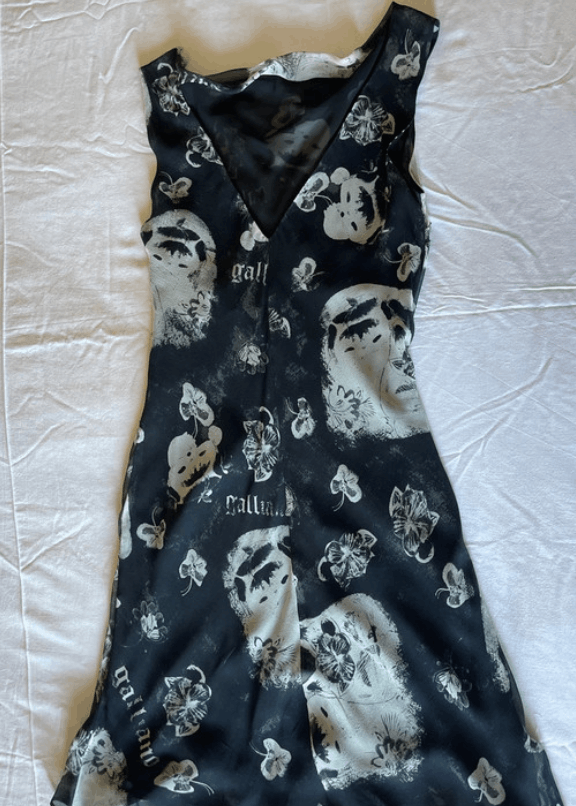 John Galliano Galliano Dress Silk Slip Graphic Gazette 2000s EX0157 Size S / US 4 / IT 40 - 2 Thumbnail