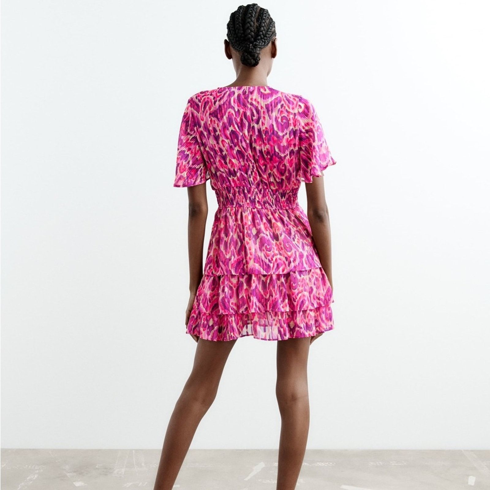 Zara ZARA METALLIC THREAD PRINTED DRESS MULTICOLORED Size XS / US 0-2 / IT 36-38 - 4 Thumbnail