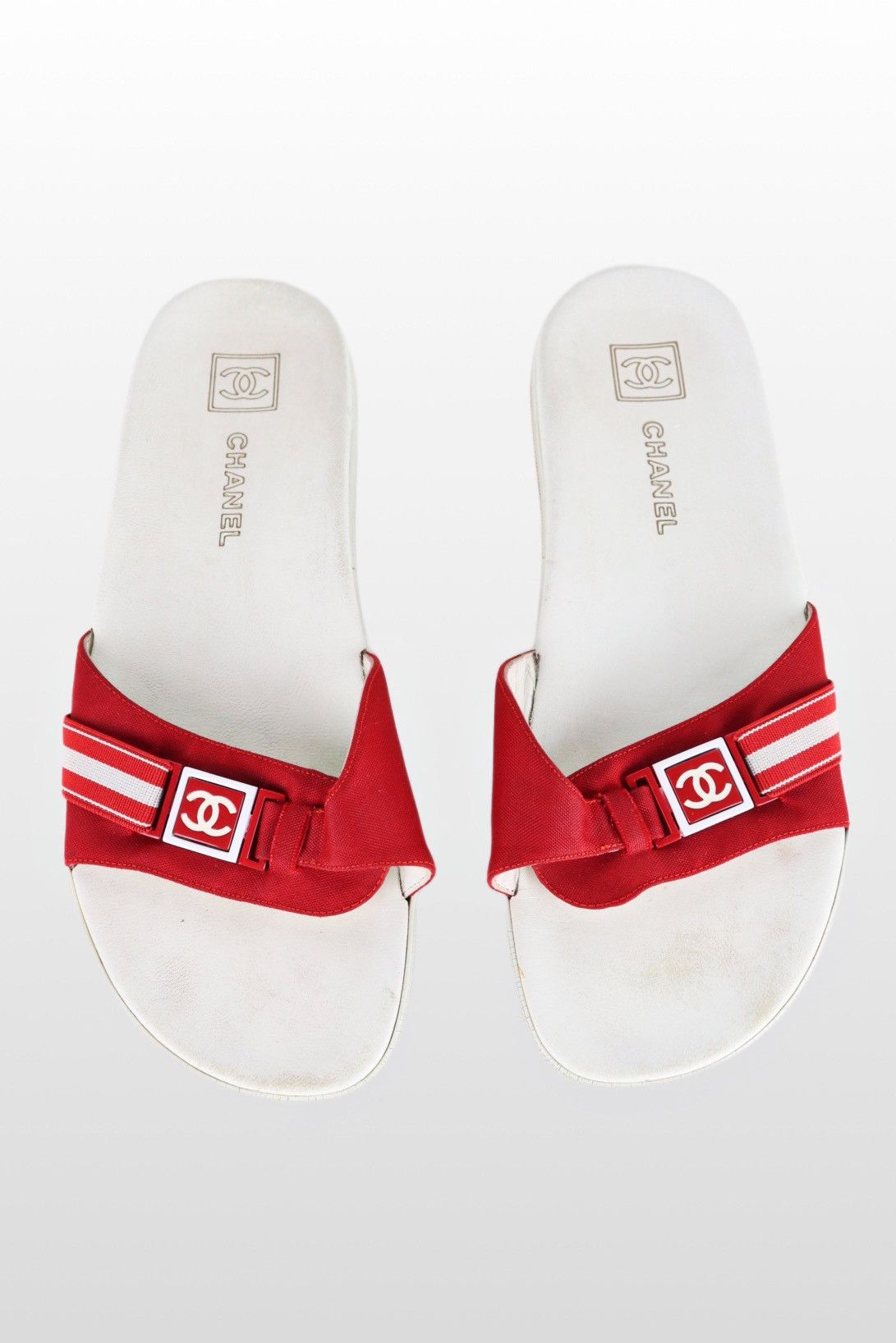 Chanel × Designer × Vintage Chanel Sport Line CC Slides 🍓 Size US 7.5 / IT 37.5 - 1 Thumbnail