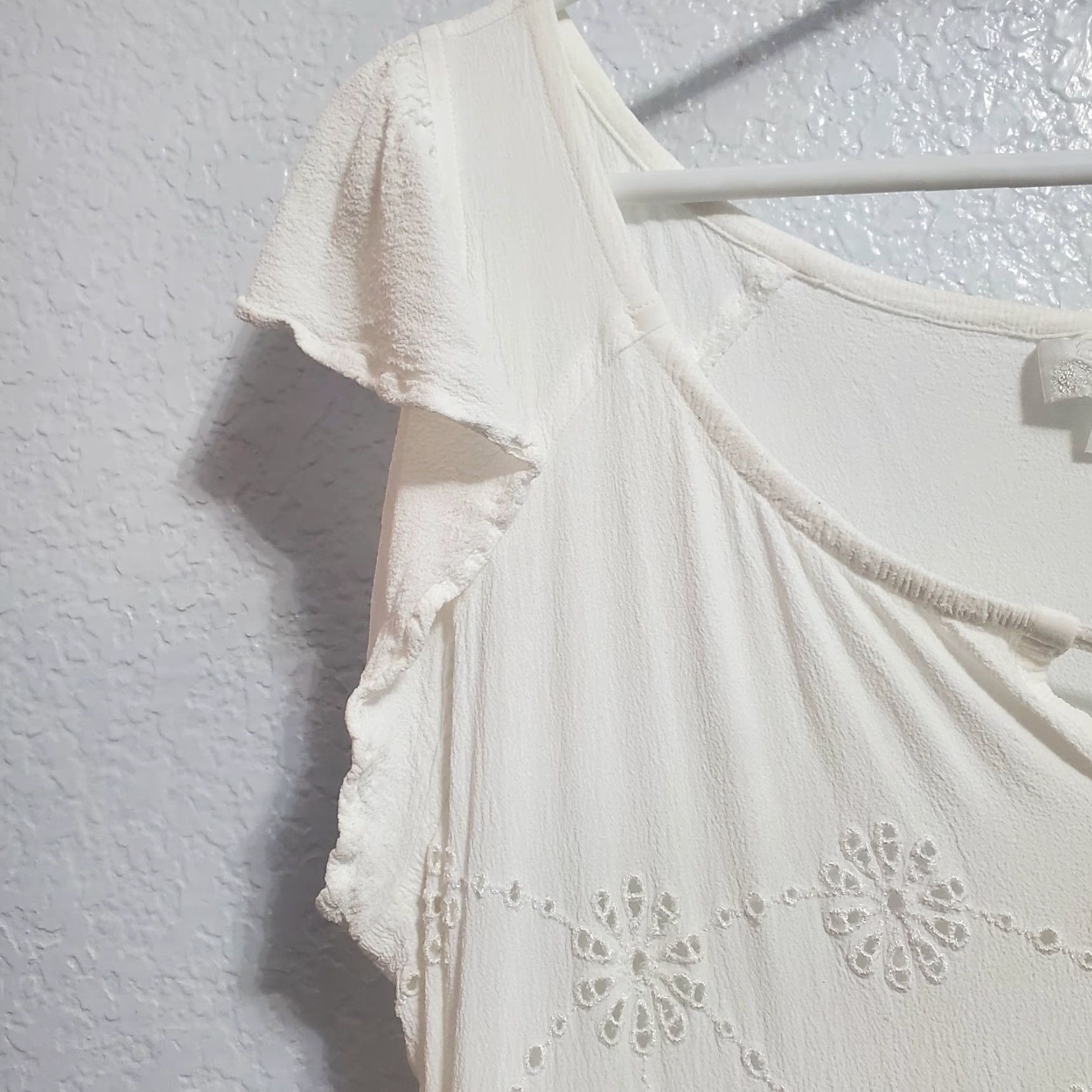Vintage VINTAGE Ghost Dress Womens L White Tiered Eyelet Flutter Sleeve Cottagecore Prairie Dress Size L / US 10 / IT 46 - 6 Thumbnail