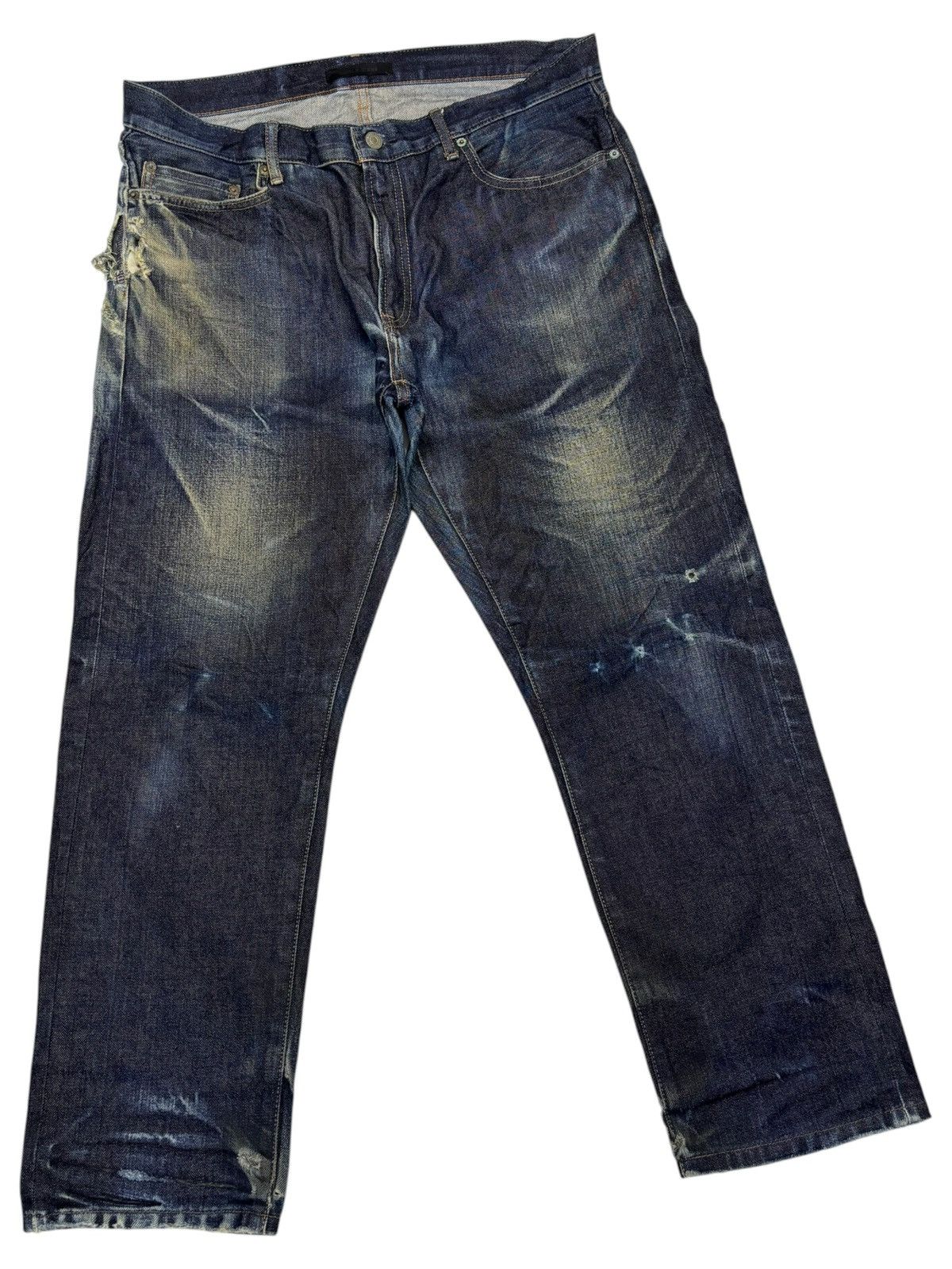 Undercover × Uniqlo VINTAGE UNIQLO DESTROYED DENIM JEANS Size US 35 - 3 Thumbnail