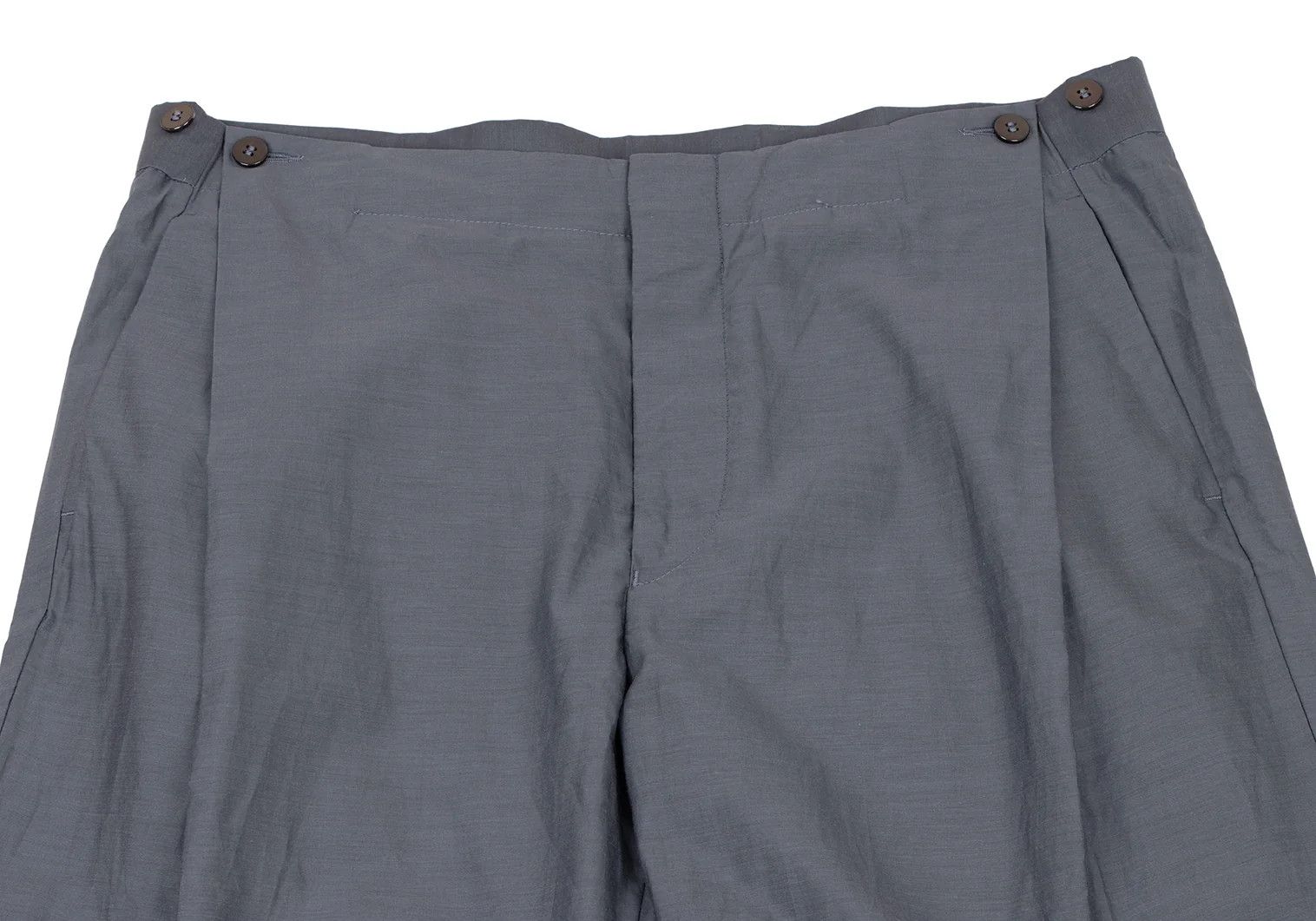 Emporio Armani Silk-Cotton Side Button Tuck Pants in Blue Gray Size 50 Size US 34 / EU 50 - 2 Thumbnail