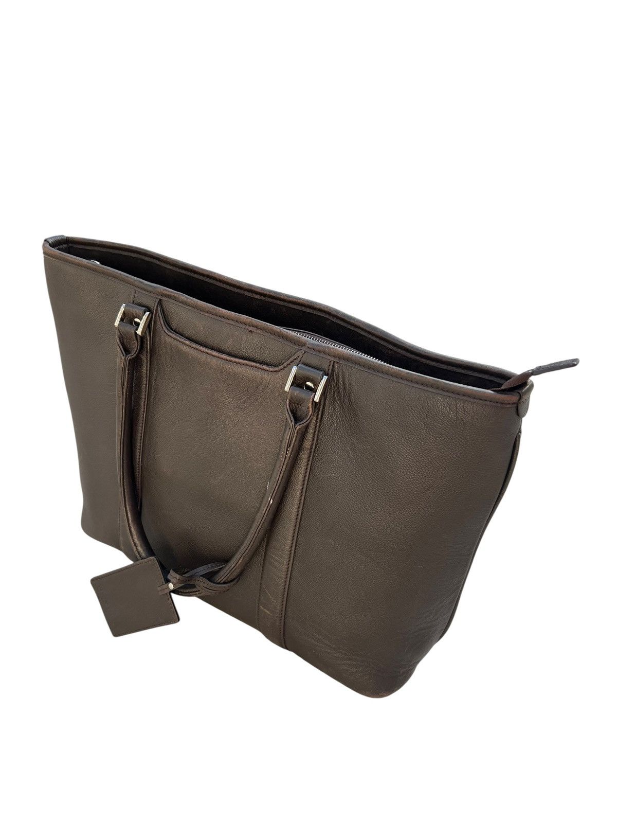 Leather ONLY Japan Distressed Patina Brown Leather Tote Bag Size ONE SIZE - 18 Thumbnail