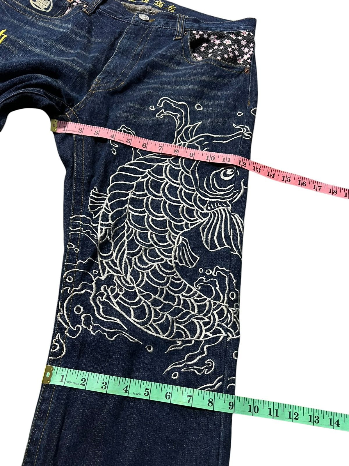 Japanese Brand VINTAGE JAPANESE BRAND SUKAJAN KOI FISH EMBROIDERY JEANS Size US 34 / EU 50 - 18 Thumbnail