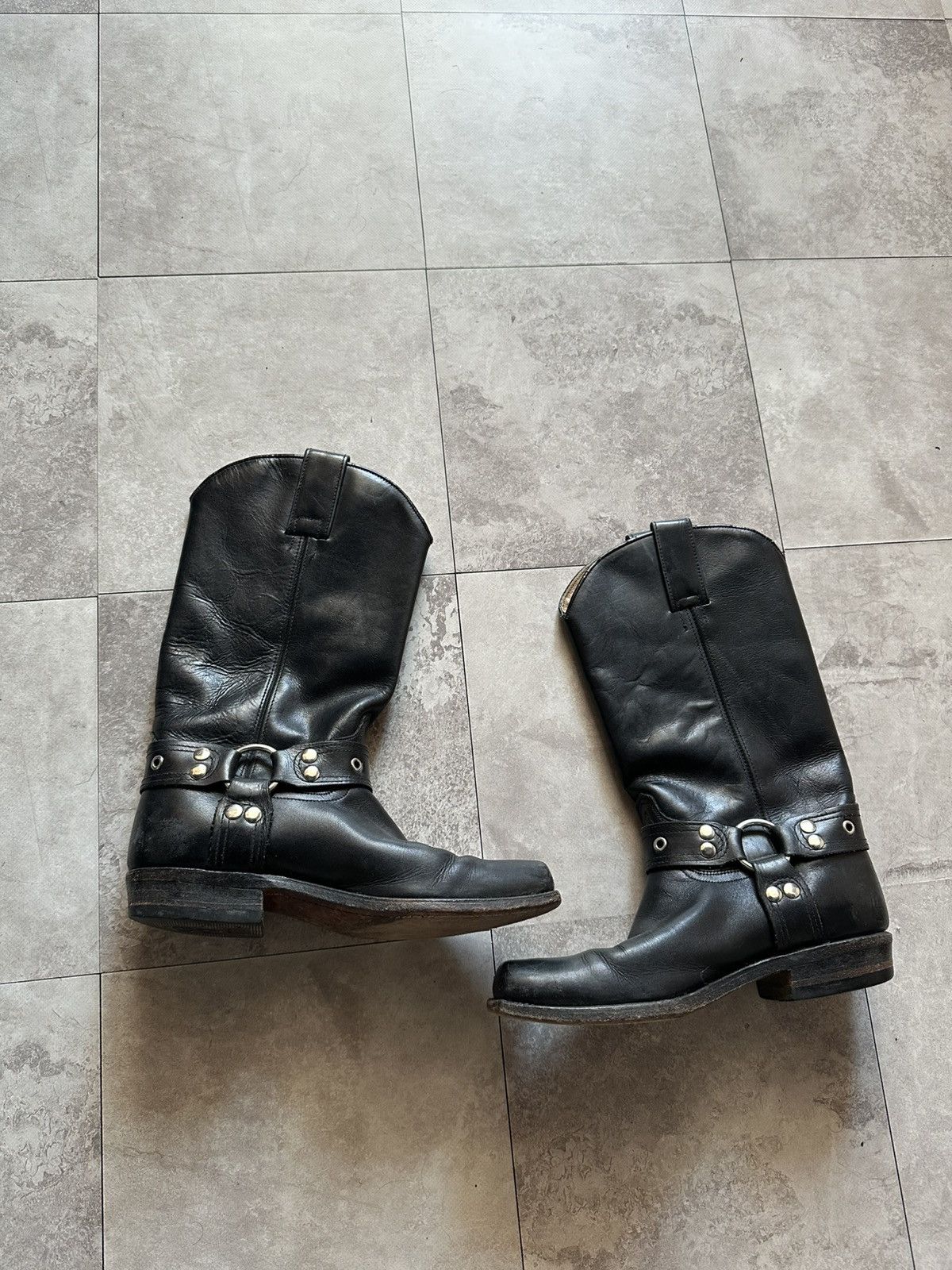 Sendra Vintage Sendra Black Leather Harness Biker Boots Sz 4,5 US Size US 4.5 / IT 34.5 - 3 Thumbnail