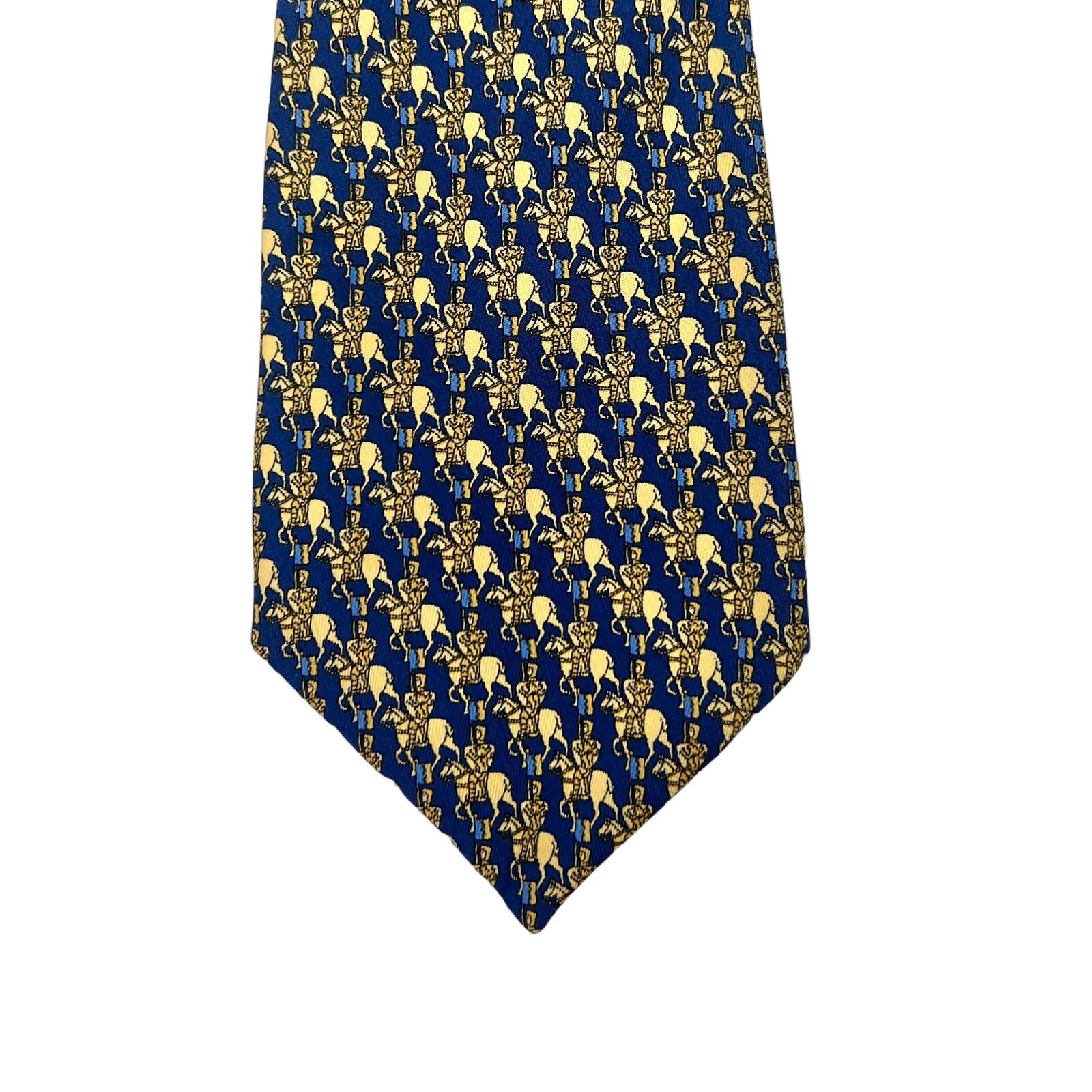 Thomas PINK Jermyn St London Silk Tie Knight Motif Blue