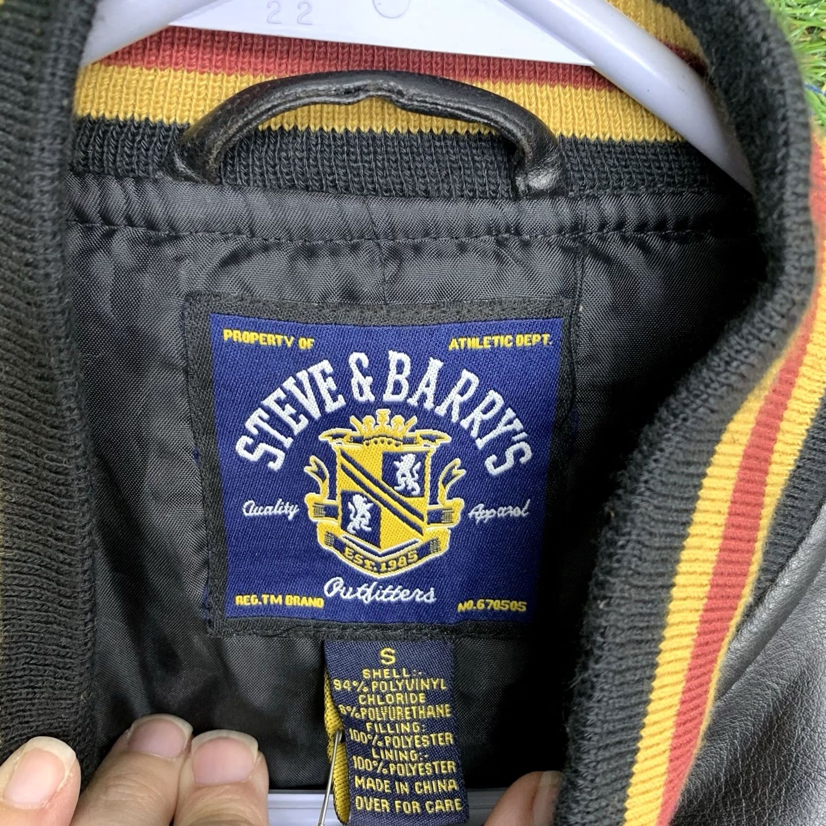 Vintage Steve & Barry’s Brew Crew Varsity Jacket Mens S Leather NWT Black 90s Army Beer College Logo Embroidered Snap Mid-Length Jacket Size US S / EU 44-46 / 1 - 7 Thumbnail