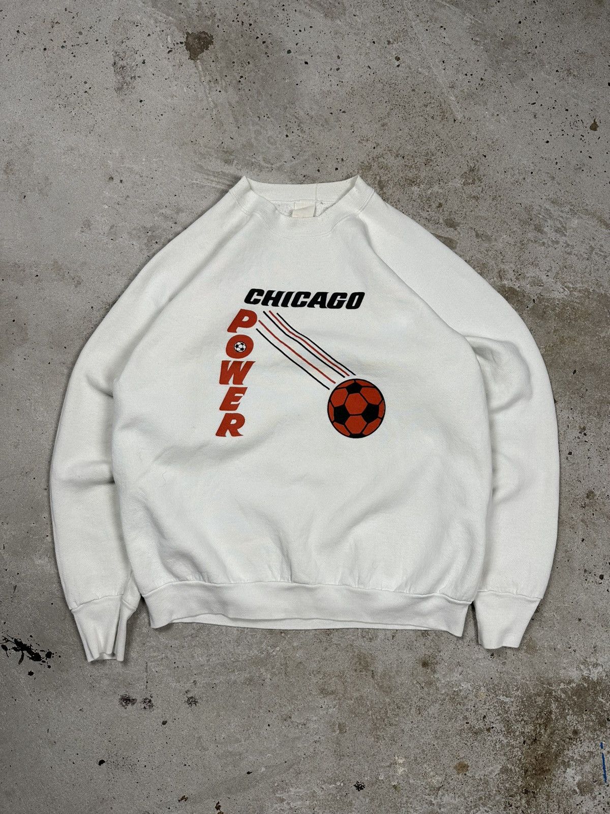 Vintage Vintage 90s Chicago Power Soccer MLS White Crewneck Sweat Size US L / EU 52-54 / 3 - 1 Thumbnail