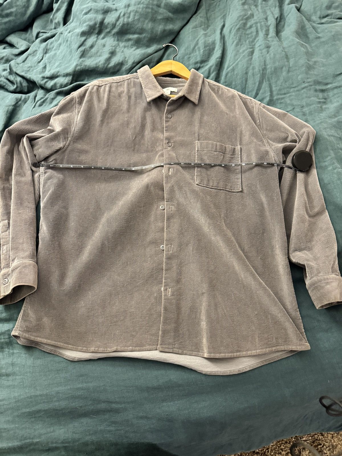 BP. Men's Charcoal Corduroy Button-Down Shirt | Large L | Os fit Size US L / EU 52-54 / 3 - 1 Thumbnail