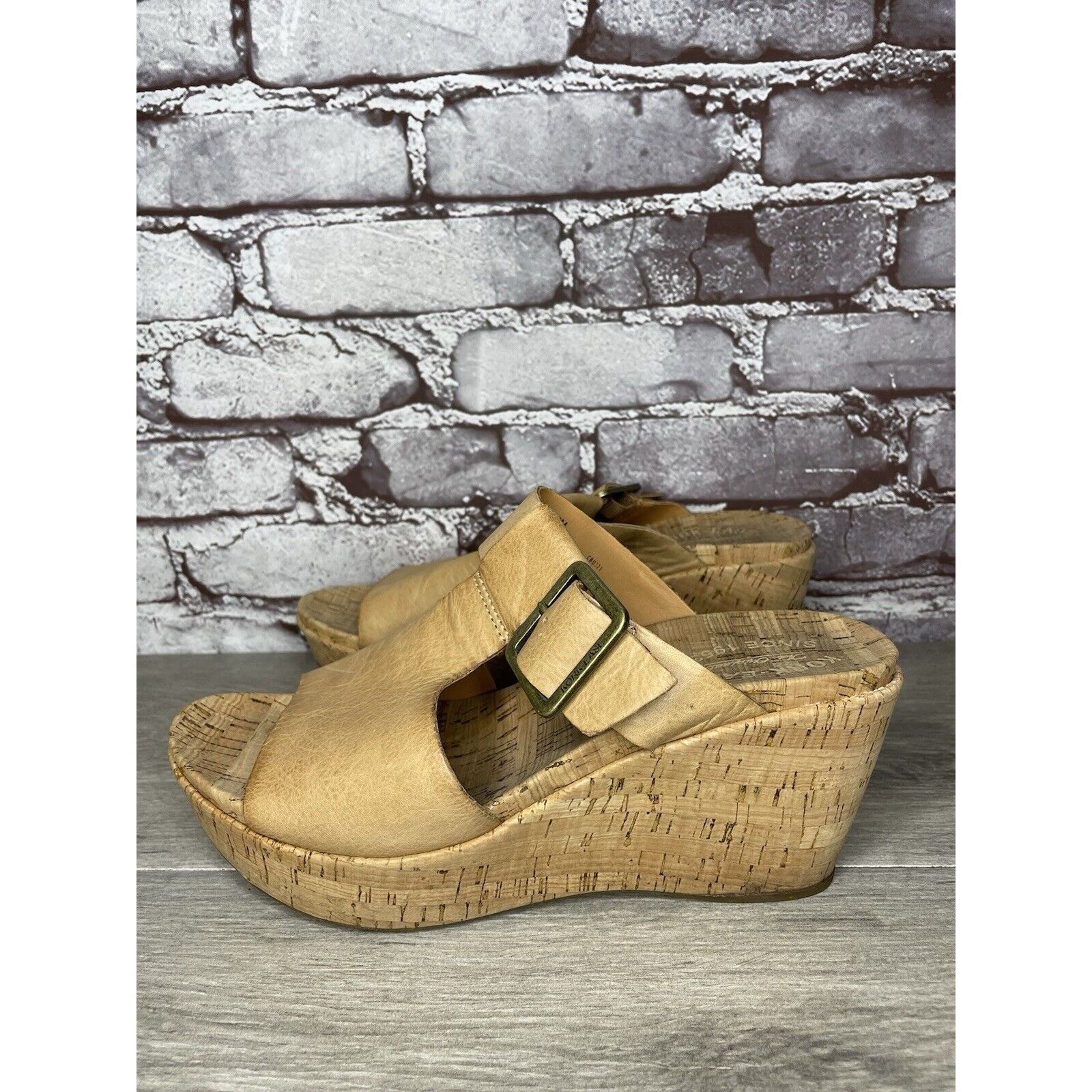Other Kork Ease Tan Leather Cork Platform Strap High Wedge Sandals Size US 10 / IT 40 - 20 Thumbnail