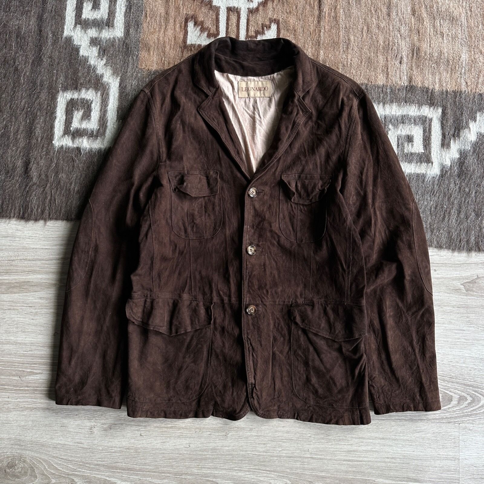 Leonard Paris Leonardo Leather Brown Blazer Jacket 9059AC Size US L / EU 52-54 / 3 - 3 Thumbnail