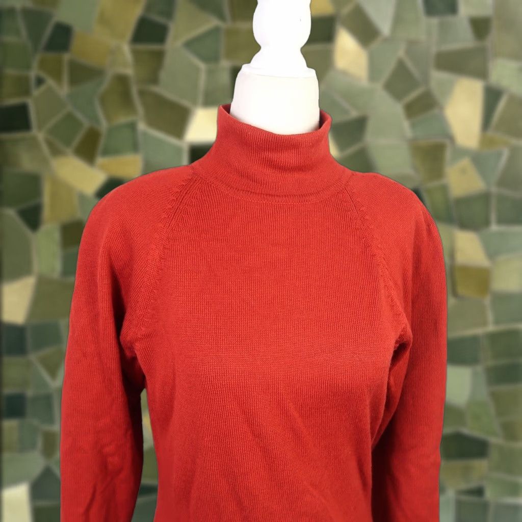 Anne Klein VINTAGE Anne Klein II Rust Red Wool Blend Turtleneck Sweater M Women Long Sleeve Pullover 90s 80s Pattern Solid Fall Winter Size M / US 6-8 / IT 42-44 - 1 Thumbnail
