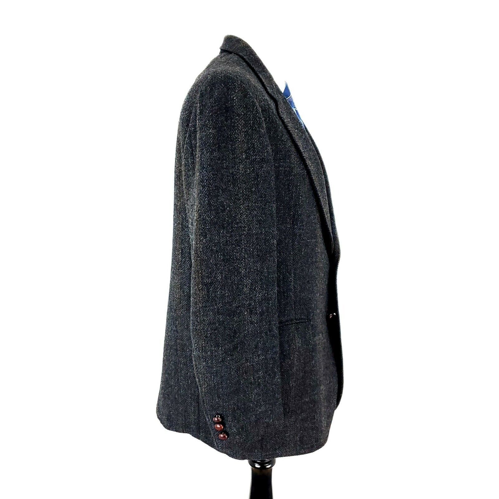Vintage Cricketeer Tweed Wool 2 Leather Button Sport Coat 40R Gray W Size 40R - 6 Thumbnail