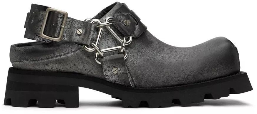 Acne Studios Black Leather Buckle Slip On Loafers New