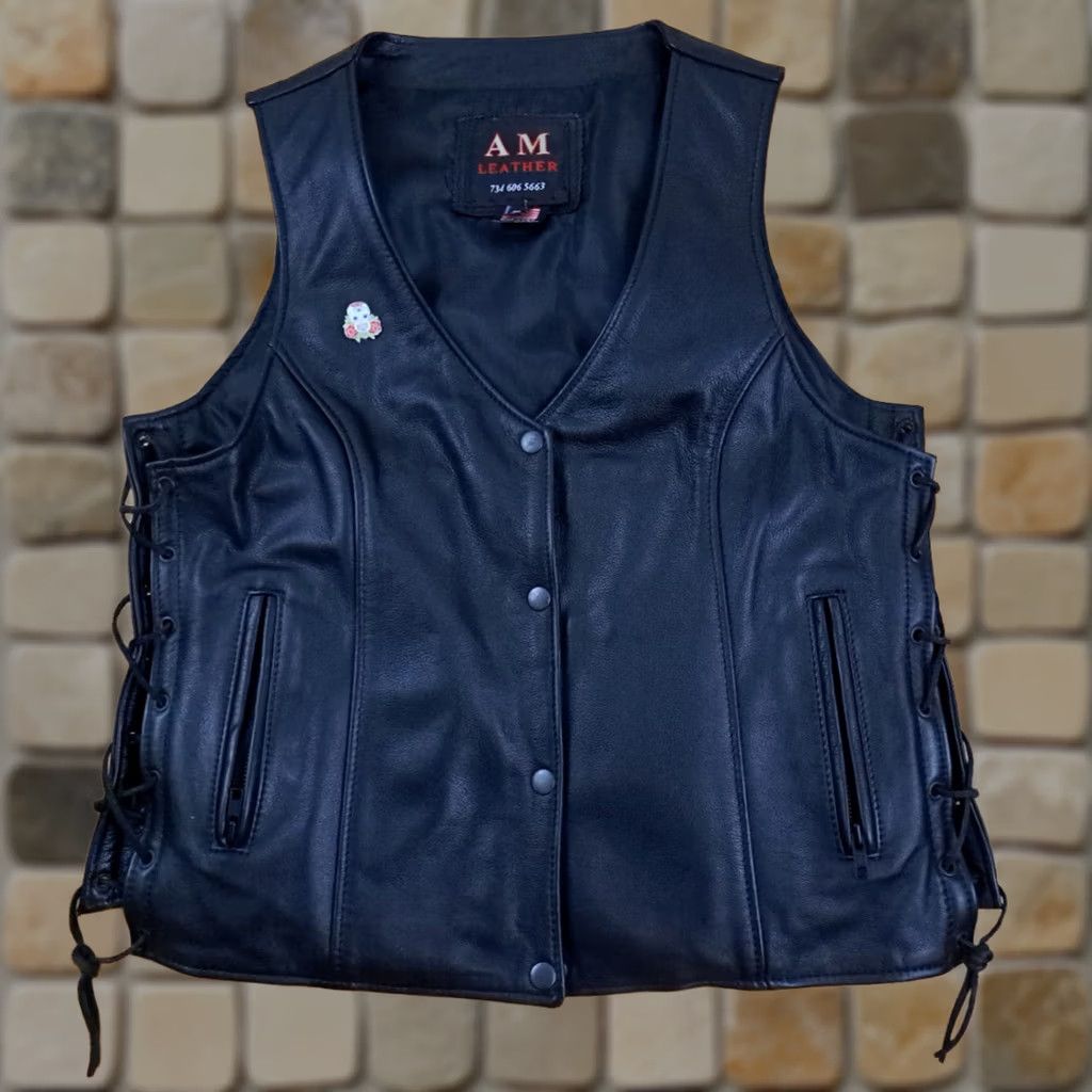 Vintage VINTAGE AM Leathers Vest Leather with Side Laces inside Pockets Black XL Men Vest Size US XL / EU 56 / 4 - 1 Thumbnail