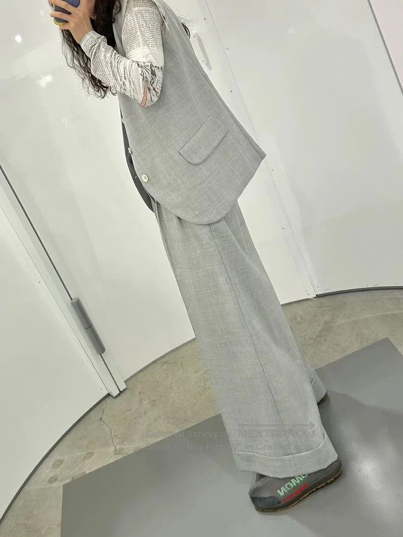Comme des Garcons COMME des GARCONS Light Gray Wool Wide. Size US 26 / EU 42 - 2 Thumbnail