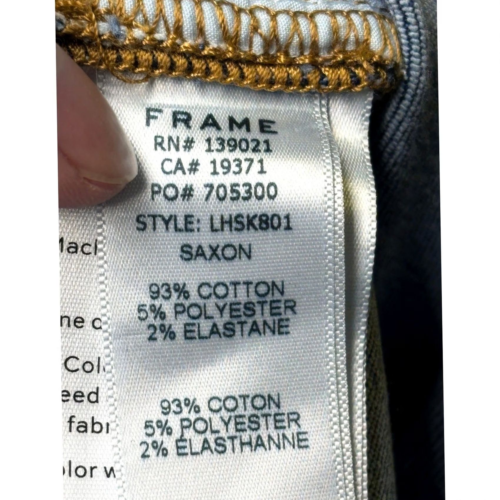 Frame FRAME Le High Skinny Jeans Saxon Blue Distressed Denim Womens High Rise Slim 5-Pocket Zipper Logo Cotton Blend Spandex Wearable Everyday Jeans Womens Size 42" / US 20 - 7 Thumbnail