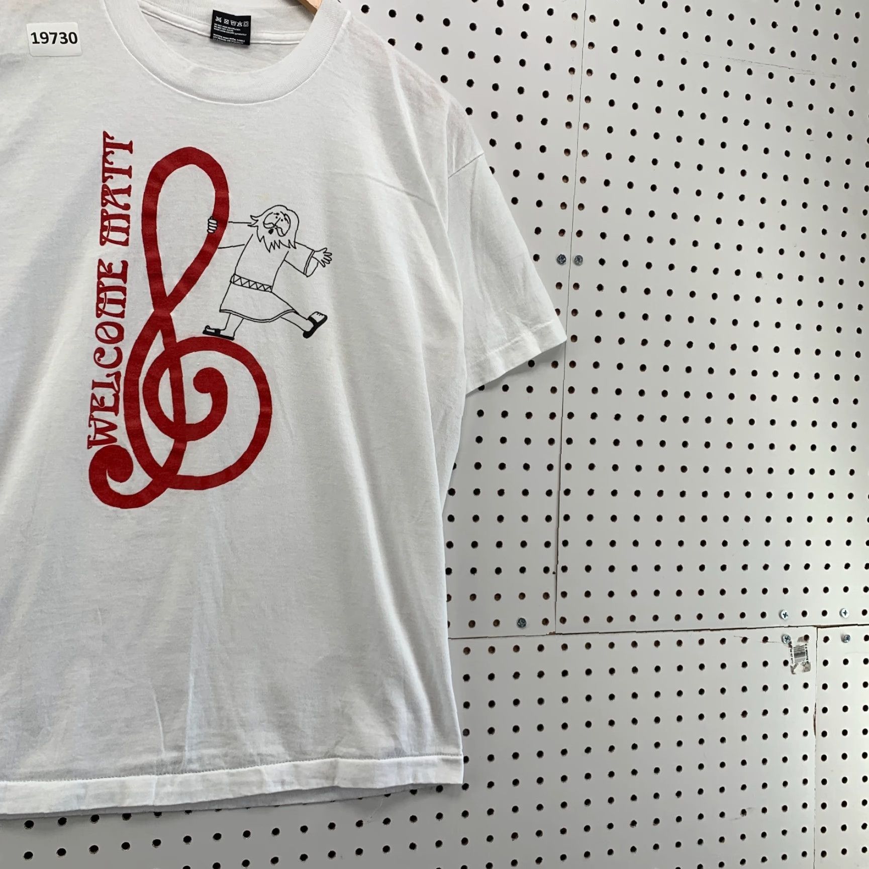 Fruit Of The Loom VINTAGE Welcome Matt Treble Clef Shirt Mens L White 90s Cotton Tee, Fruit of the Loom T-Shirt, Crew Neck, Short Sleeve, 20.5x27.5 Size US L / EU 52-54 / 3 - 4 Thumbnail