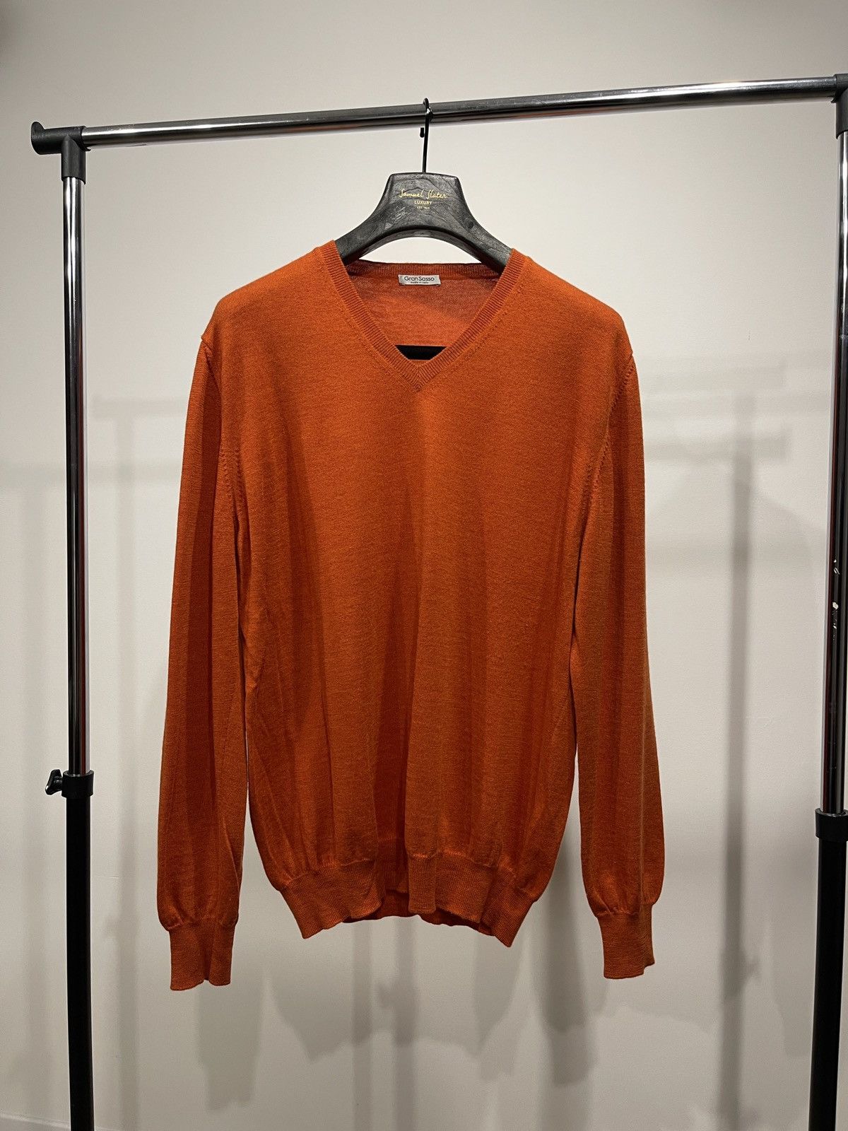 Gran Sasso Gran Sasso 100% Virgin Wool V-Neck Sweater / Pullover XL Size US XL / EU 56 / 4 - 1 Thumbnail