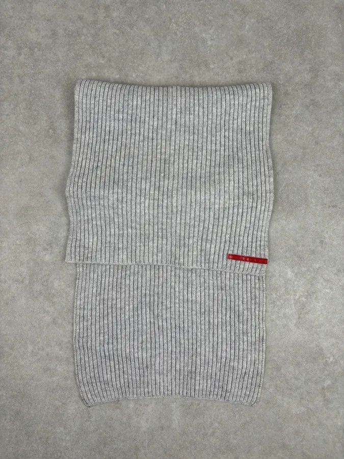 Prada 2000s Prada Linea Rossa Grey Wool Minimalist Scarf Size ONE SIZE - 5 Thumbnail