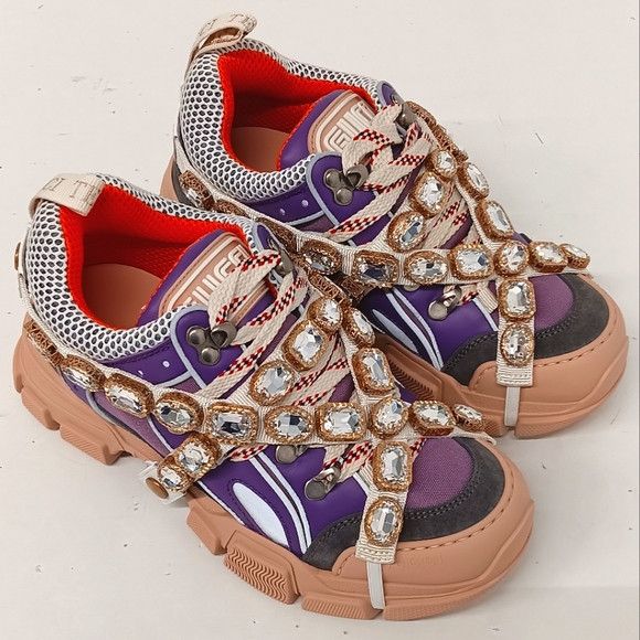 Gucci GUCCI Women's 'Lavender' Flashtreks w/ Crystals - EU36/US6 Size US 6 / IT 36 - 2 Thumbnail