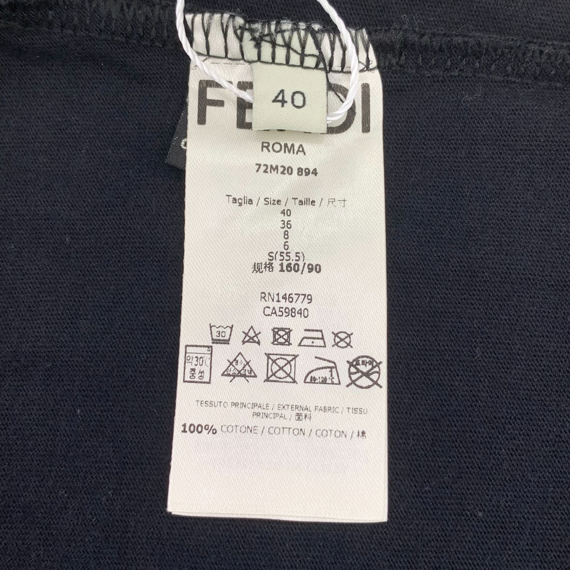 Fendi Fendi Womens T-Shirt Black With Red Graphic Print Size 40 Co Size S / US 4 / IT 40 - 6 Thumbnail
