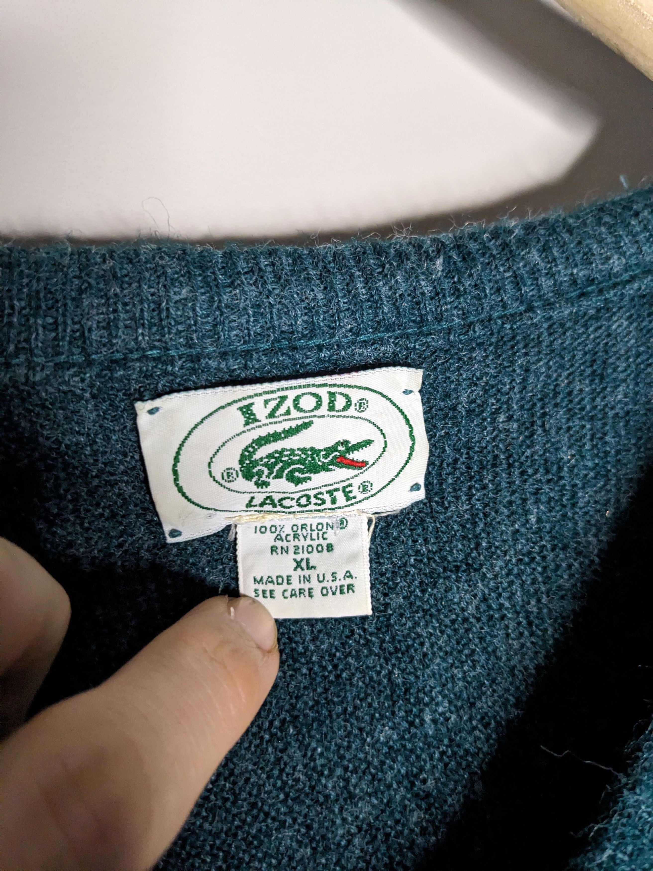 Lacoste VTG Izod Lacoste V Neck Orlon Sweater XL Made USA 1970-80s Size US XL / EU 56 / 4 - 8 Thumbnail