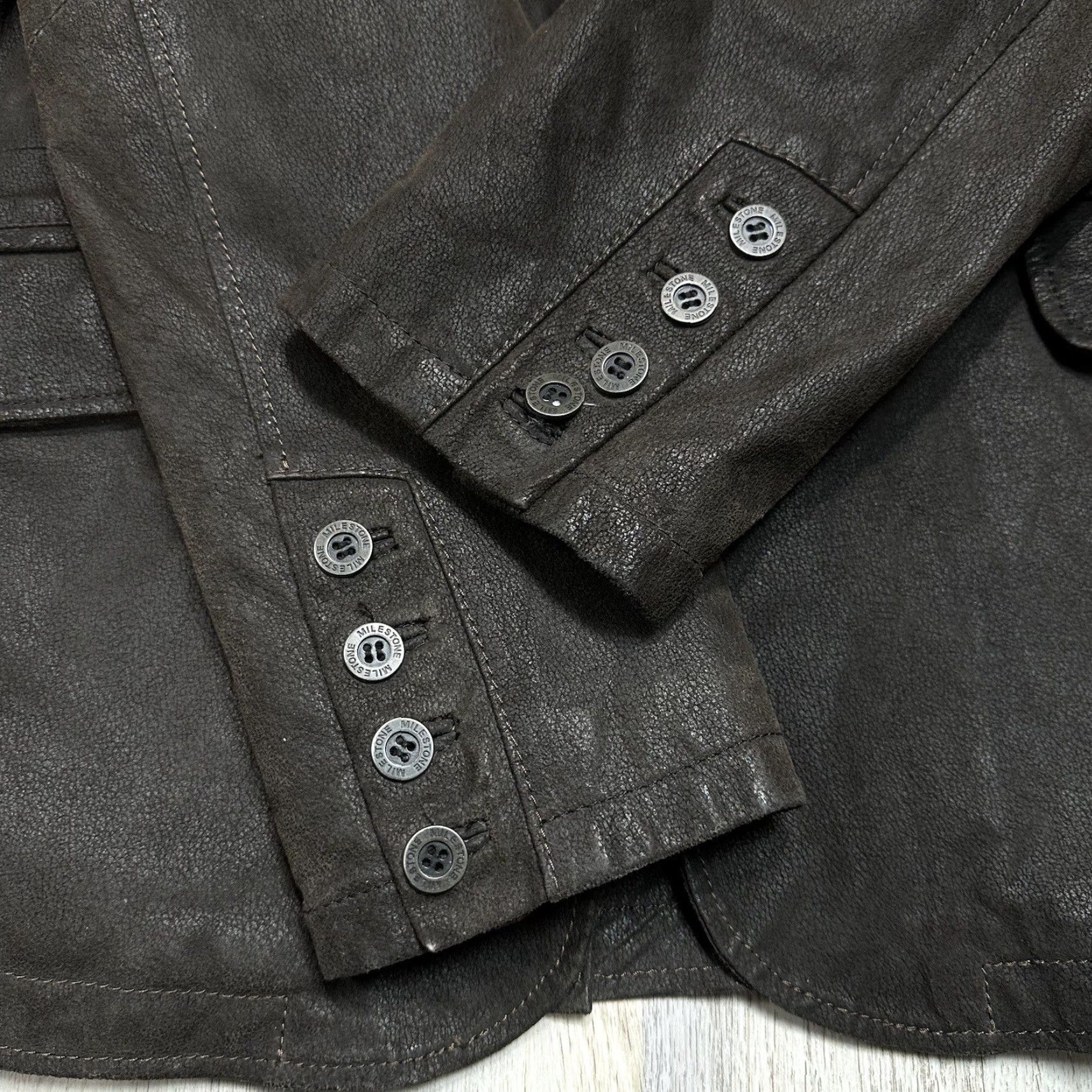 Vintage Milestone Leather Jacket Mens Sz L Brown Zip Button Up Overcoat Motorcycle Style Vintage? Size US L / EU 52-54 / 3 - 5 Thumbnail