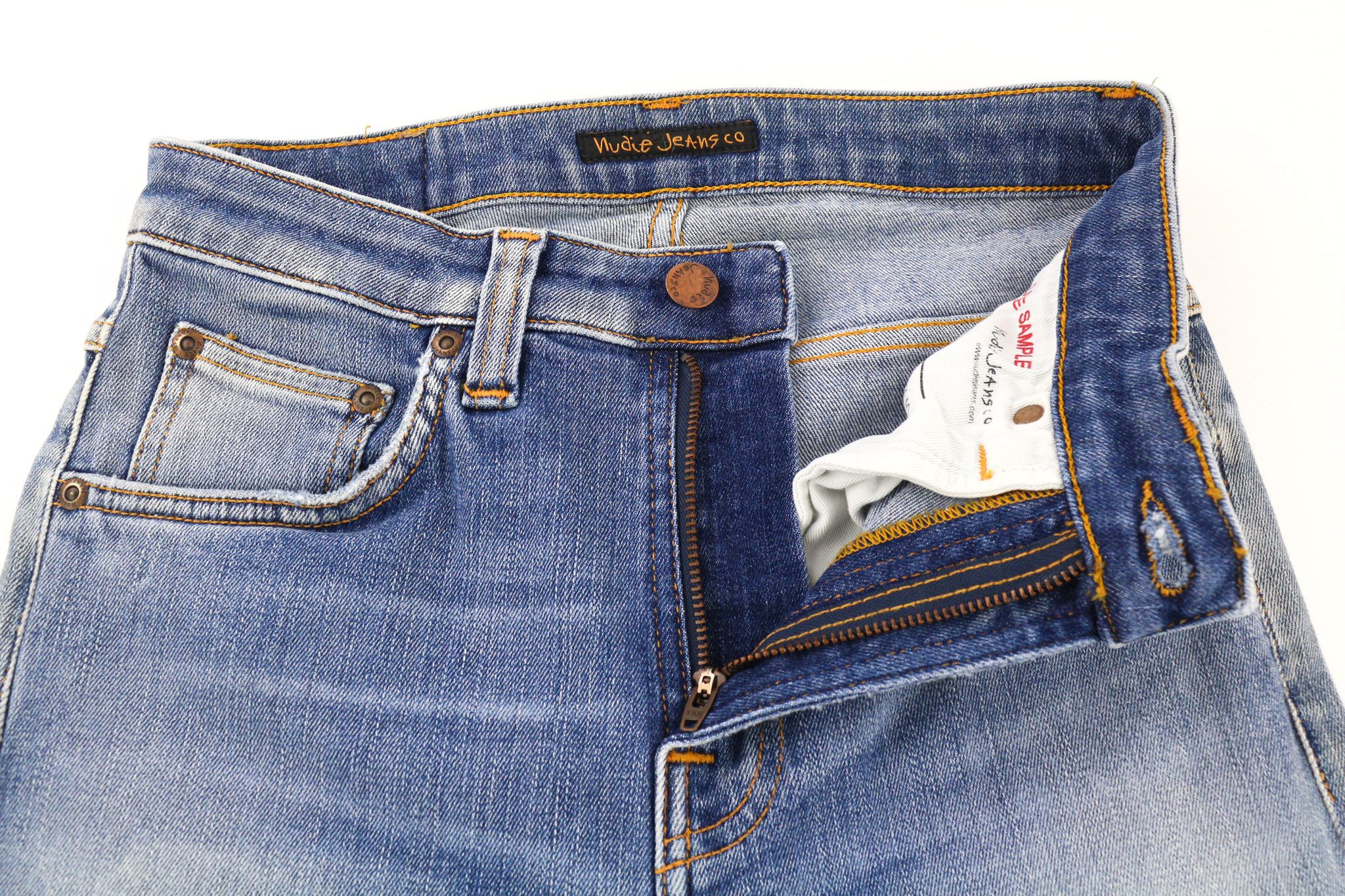 Nudie Jeans HIGHTOP TILDE W28/L30 Blue Blocks Stretch Jeans 80455 Size US 28 / EU 44 - 4 Thumbnail