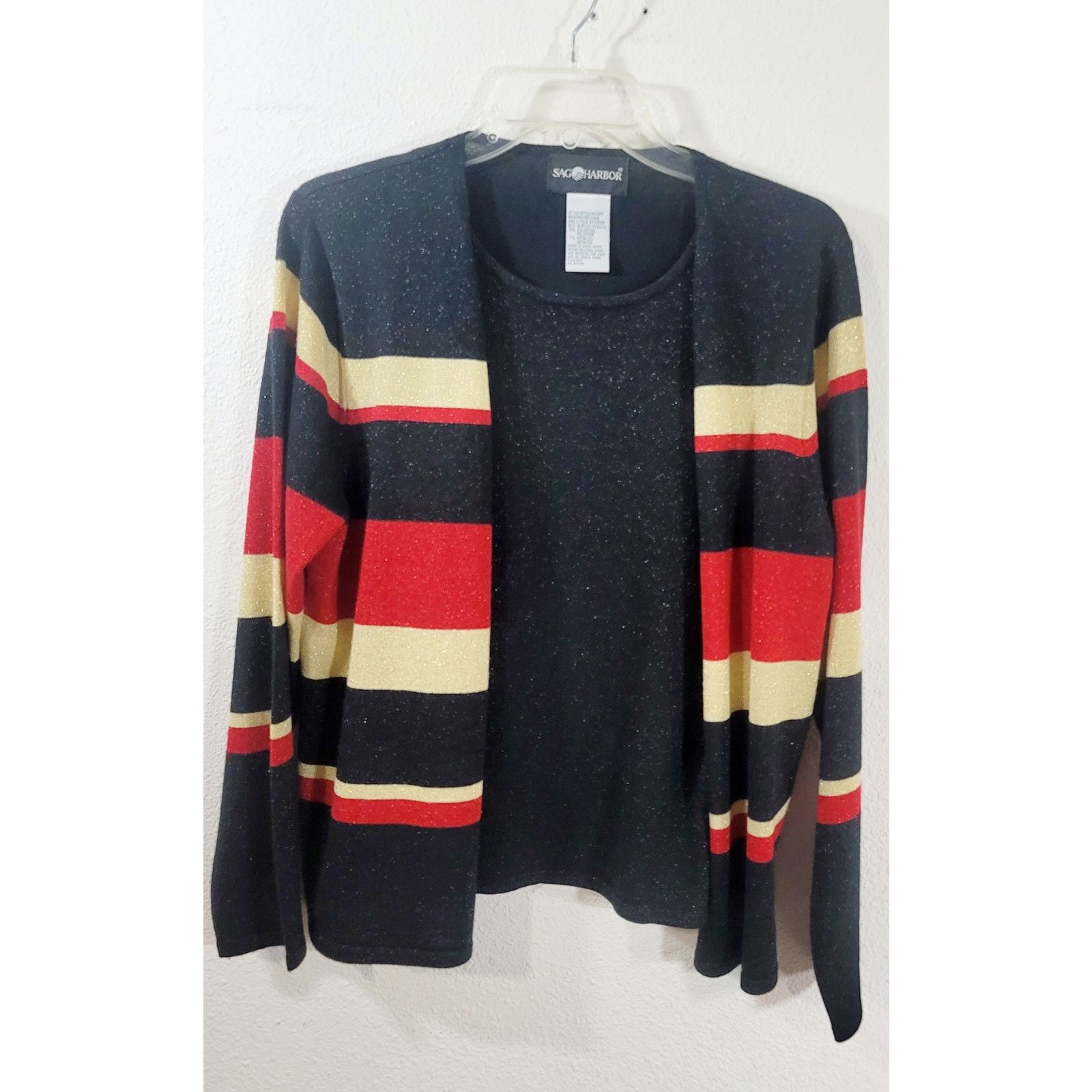 Other SAG Harbor Black Red Gold Sparkly 2 In 1 Sweater Top Medium Size M / US 6-8 / IT 42-44 - 5 Thumbnail
