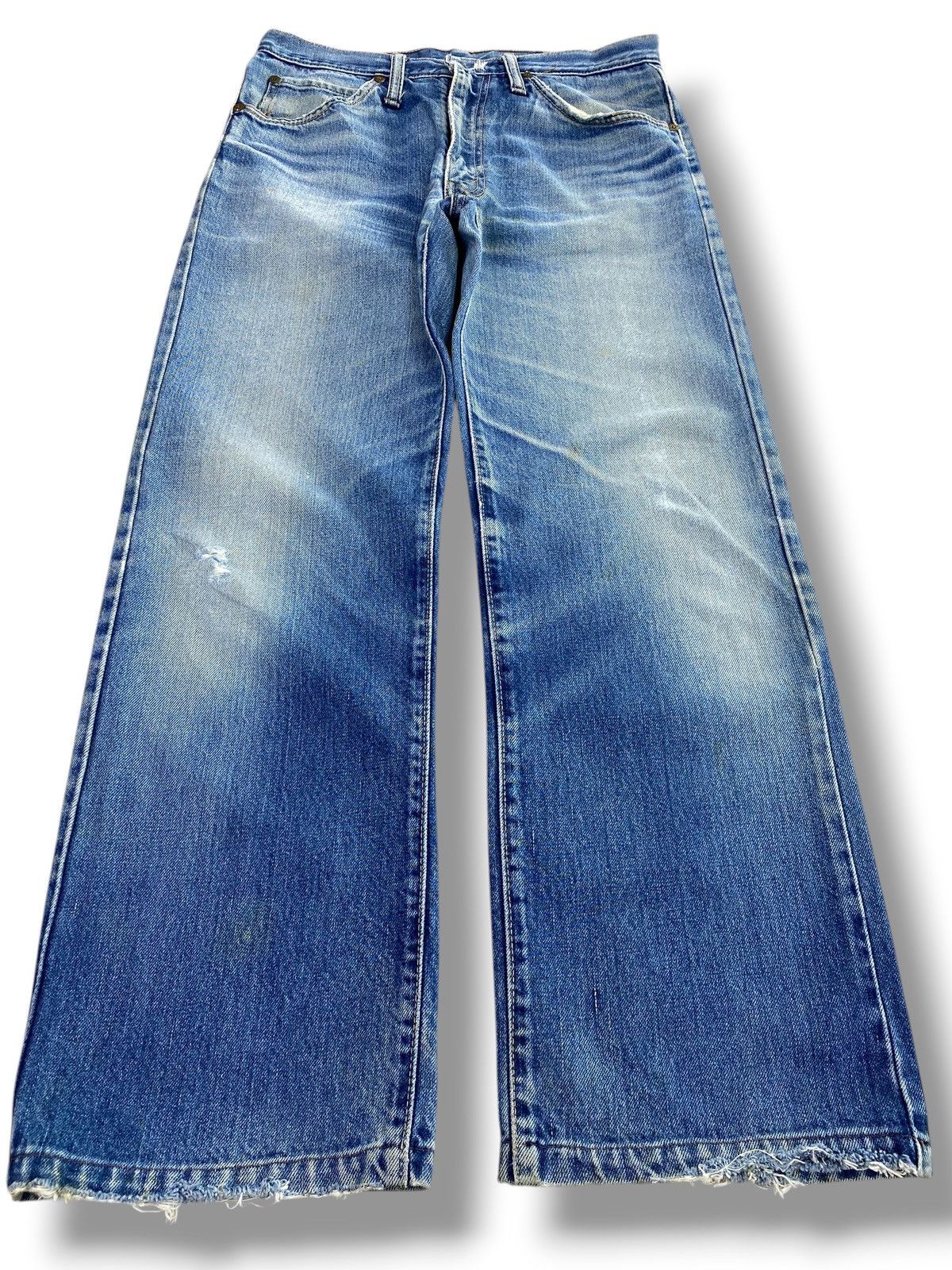 Big John Big John Faded Blue Style Wide Leg Jeans Raw Hem Size US 30 / EU 46 - 1 Thumbnail