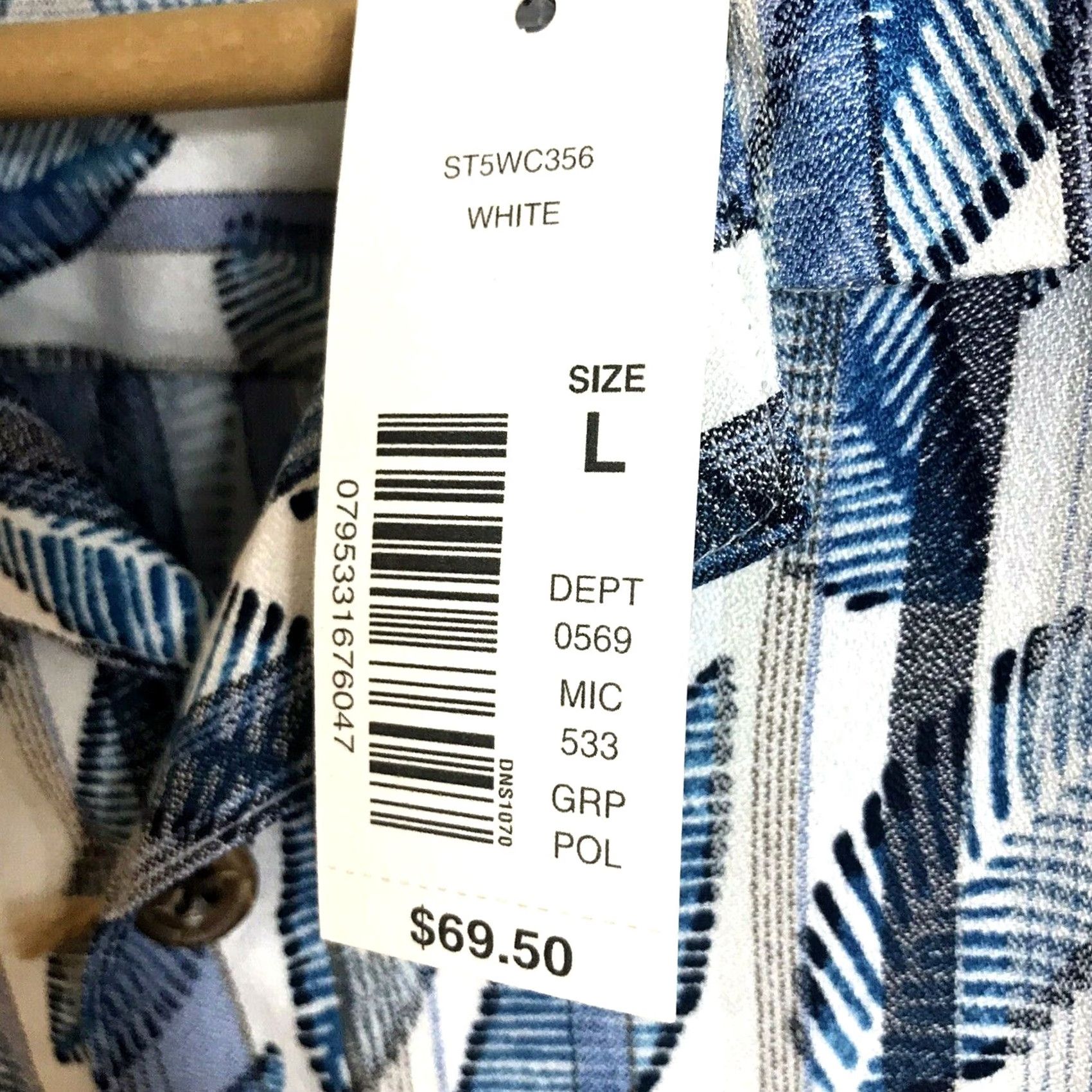 Roundtree & Yorke CARIBBEAN Roundtree & Yorke Shirt Mens L Short Sleeve Hawaiian Blue Leaf Button-Up Tropical Size US L / EU 52-54 / 3 - 4 Thumbnail