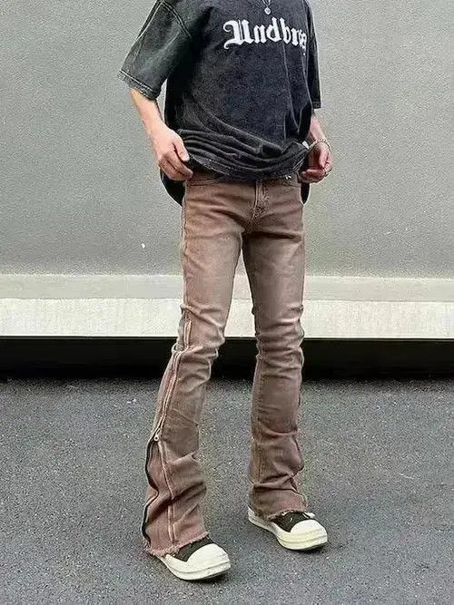 Japanese Brand faded utility zipper flared punk jeans Size US 32 / EU 48 - 2 Thumbnail