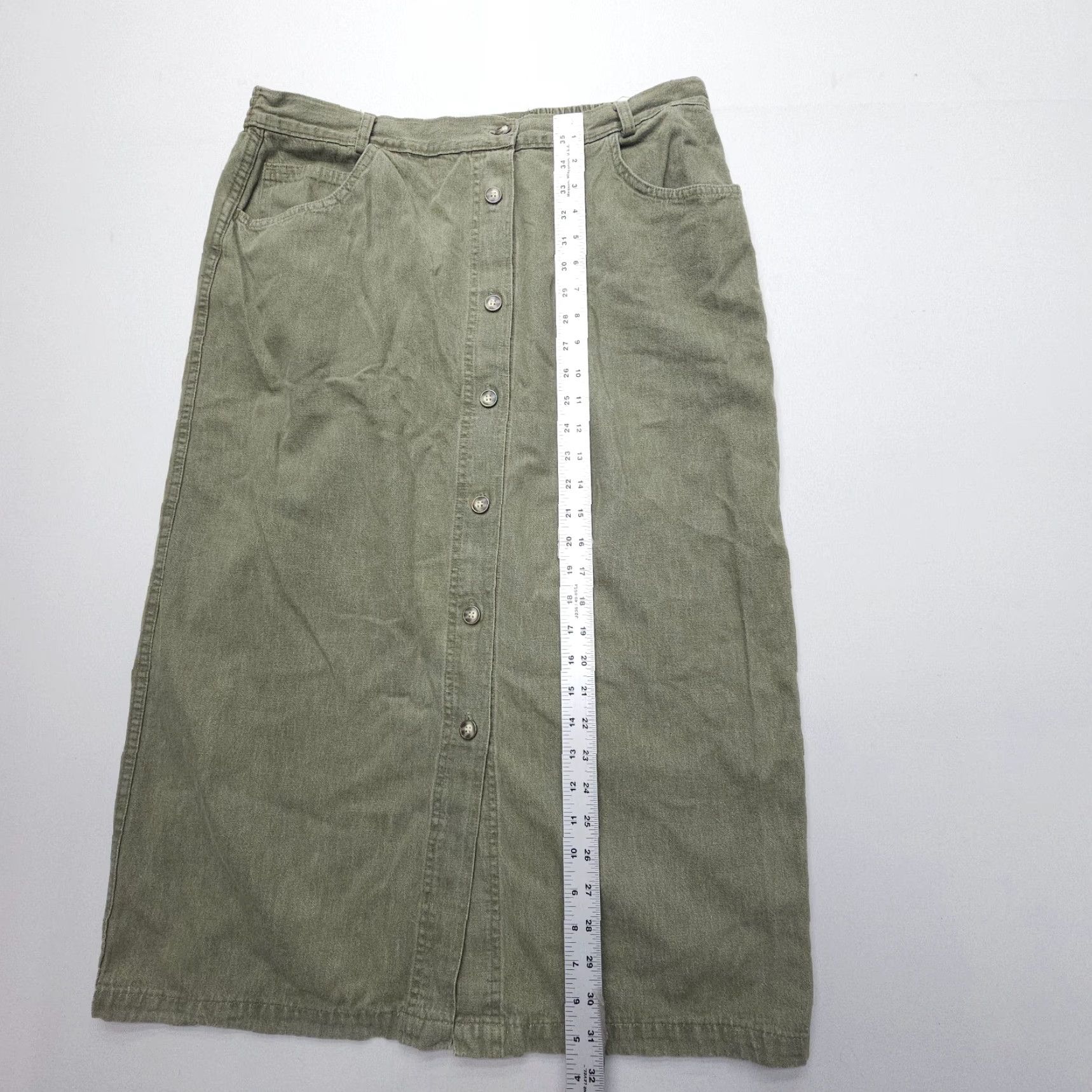 Vintage VINTAGE Woolrich Button Front Midi Skirt Size 18 Green United States Woolrich Women Skirt 80s 90s Casual Mens Womens Size 40" / US 18 - 4 Thumbnail